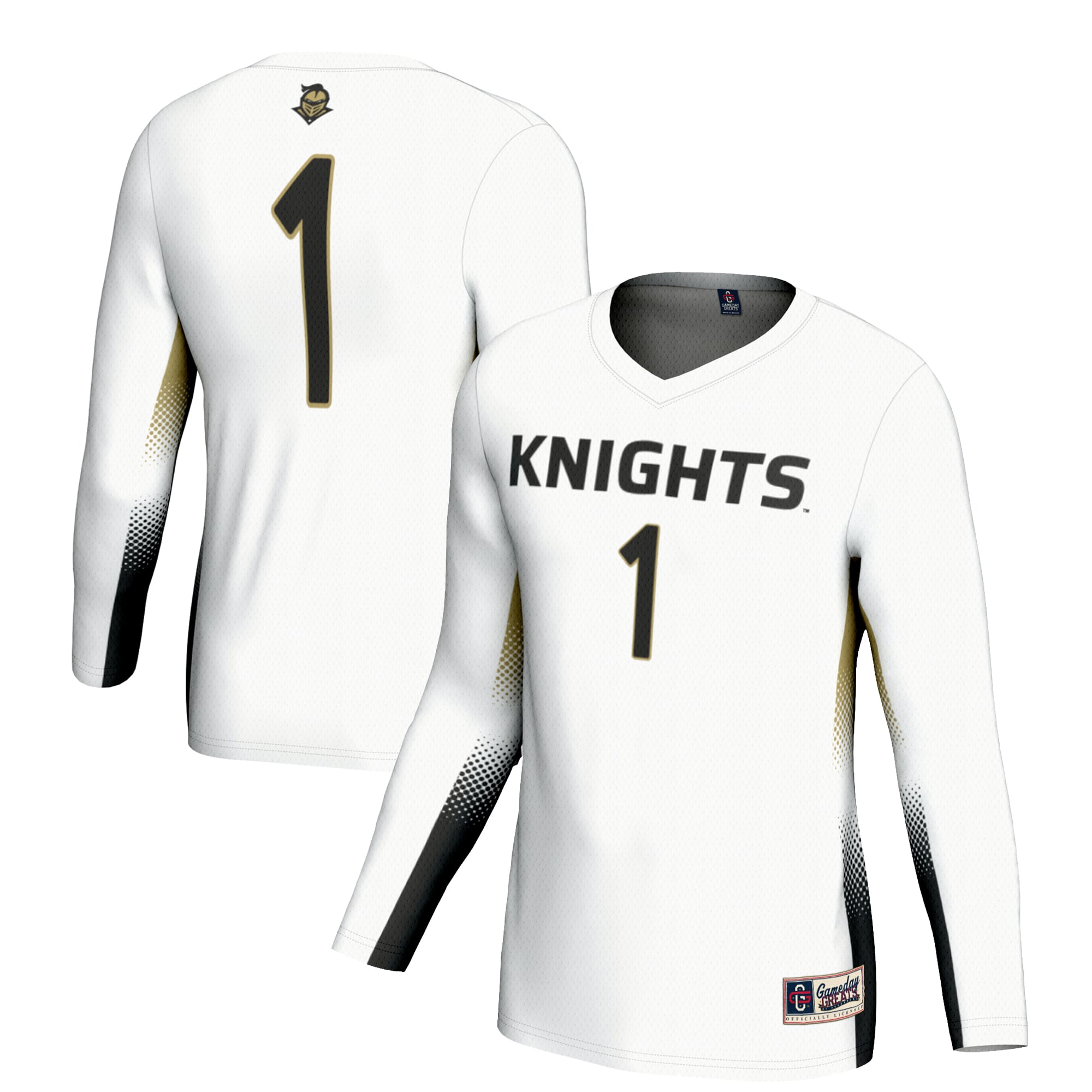 #1 UCF Knights Youth Lightweight Women's Volleyball Jersey White - front and back view