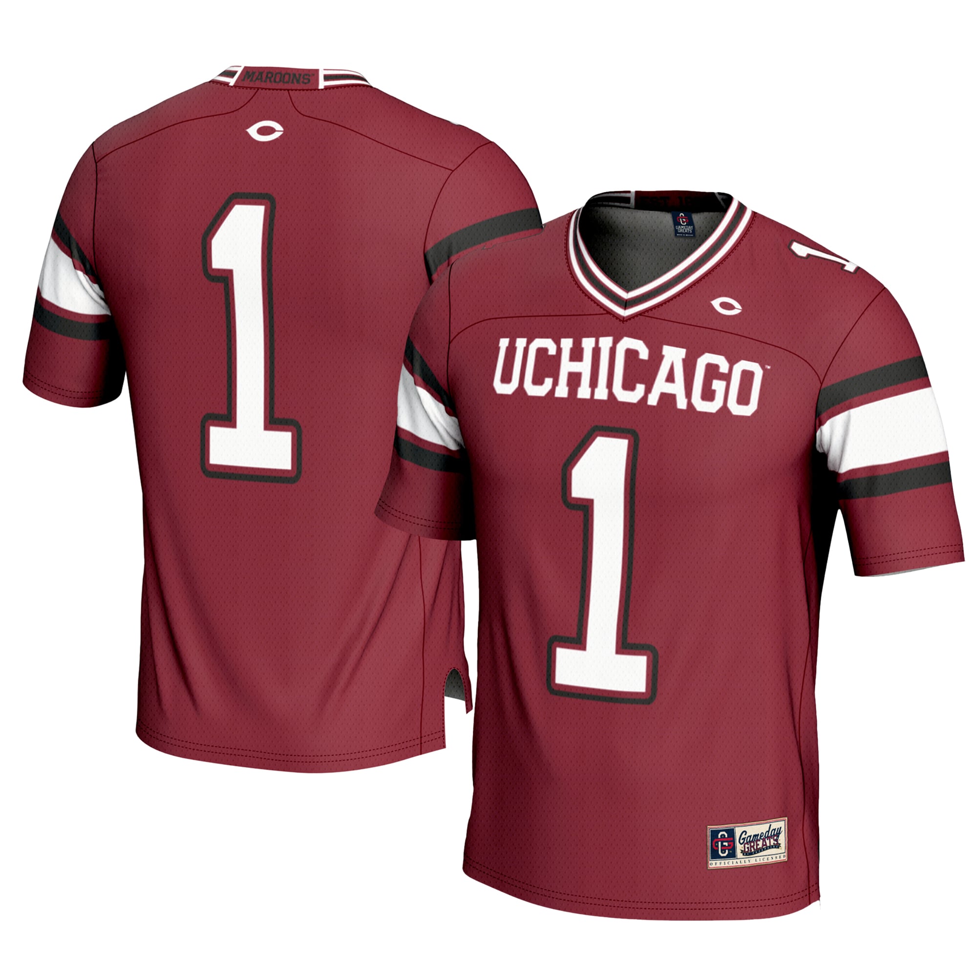 #1 UChicago Maroons Football Jersey Maroon - front and back view