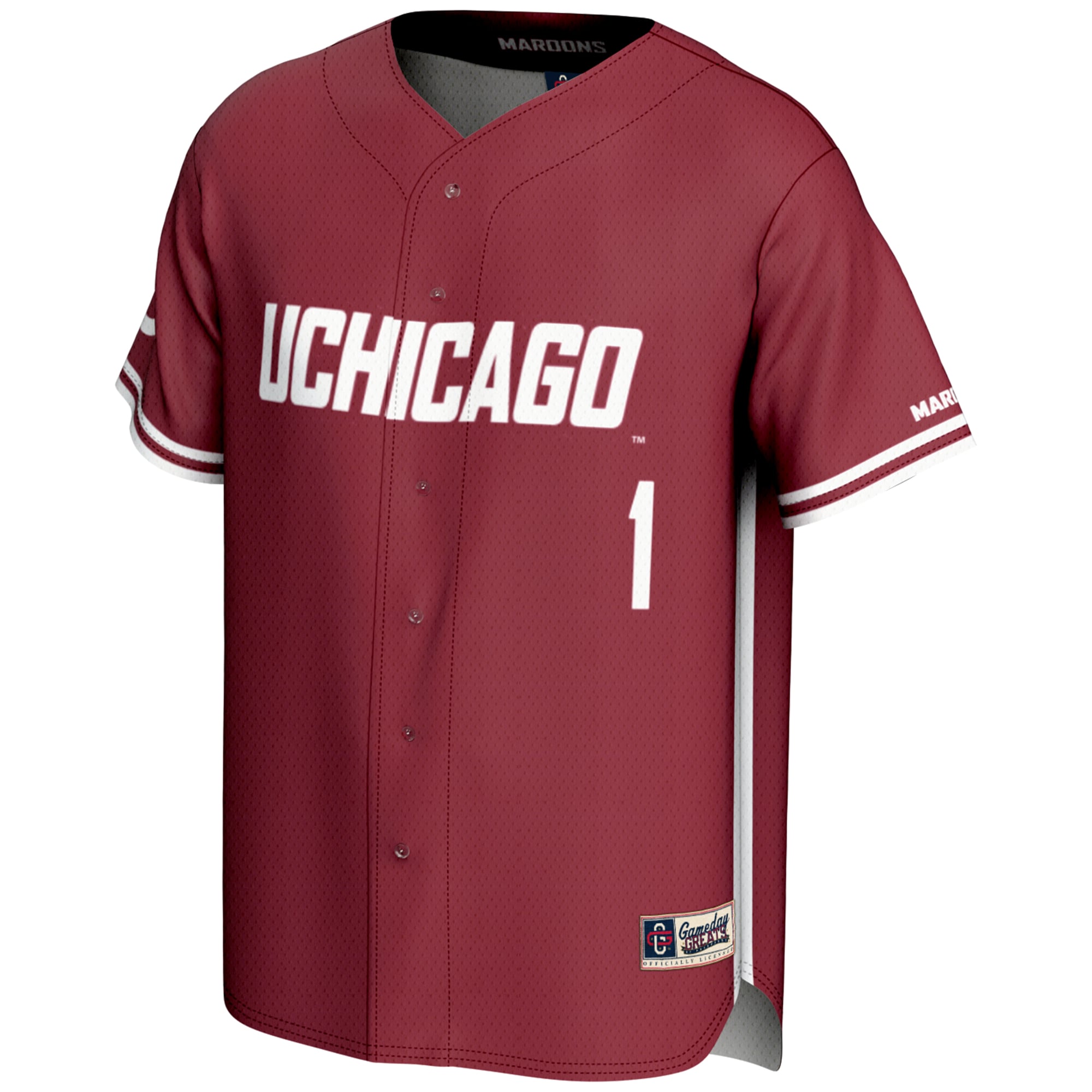 #1 UChicago Maroons Lightweight Baseball Fashion Jersey Maroon - front view