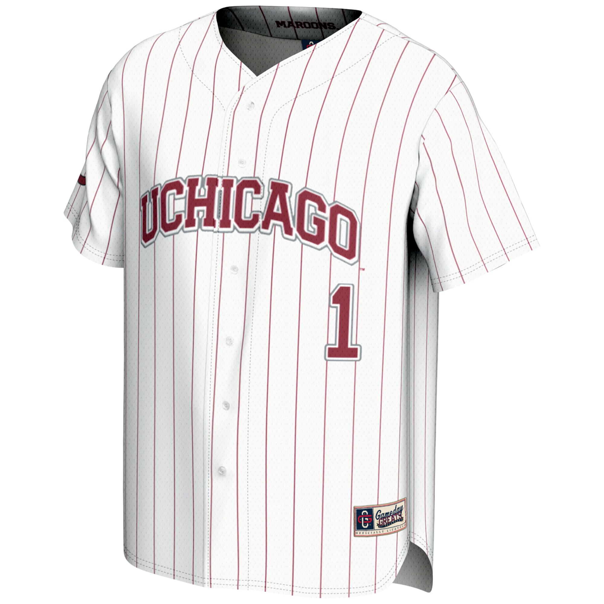 #1 UChicago Maroons Lightweight Baseball Fashion Jersey White - front view