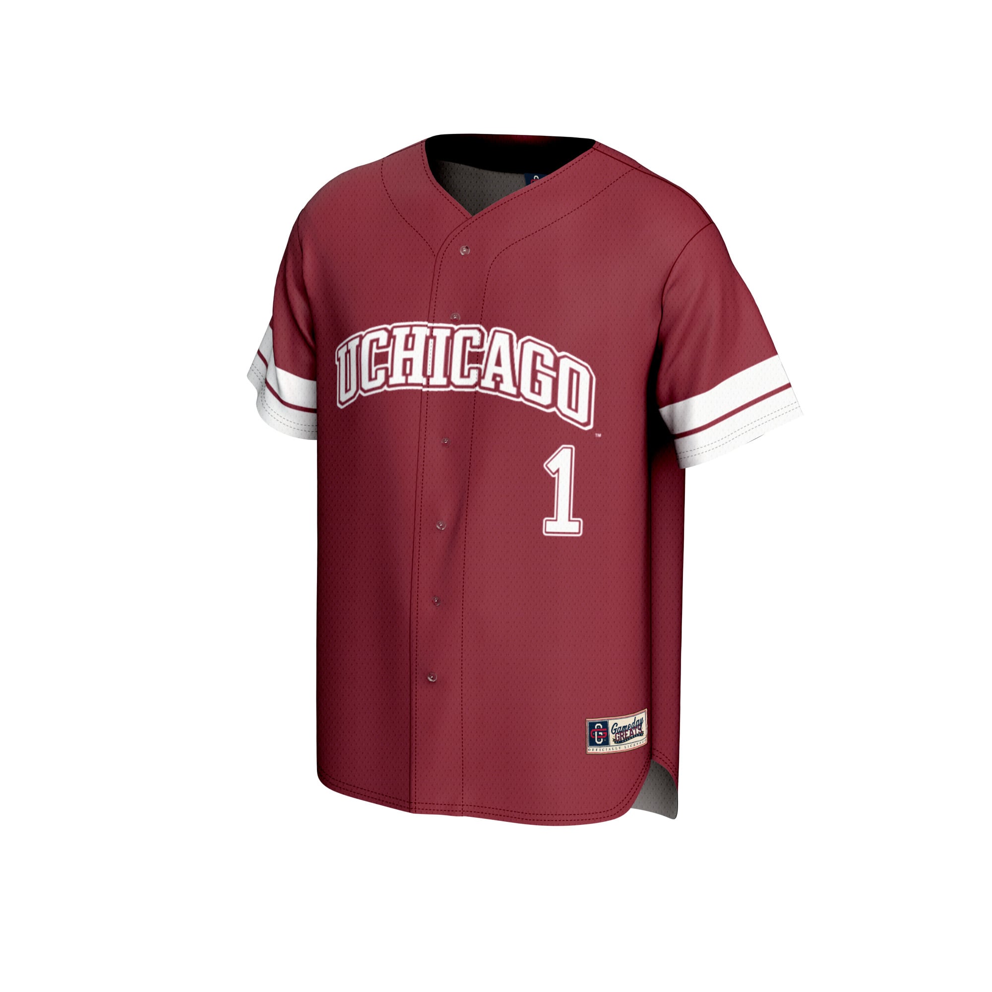 #1 UChicago Maroons Unisex Lightweight Collegiate Baseball Fashion Jersey Maroon - front view