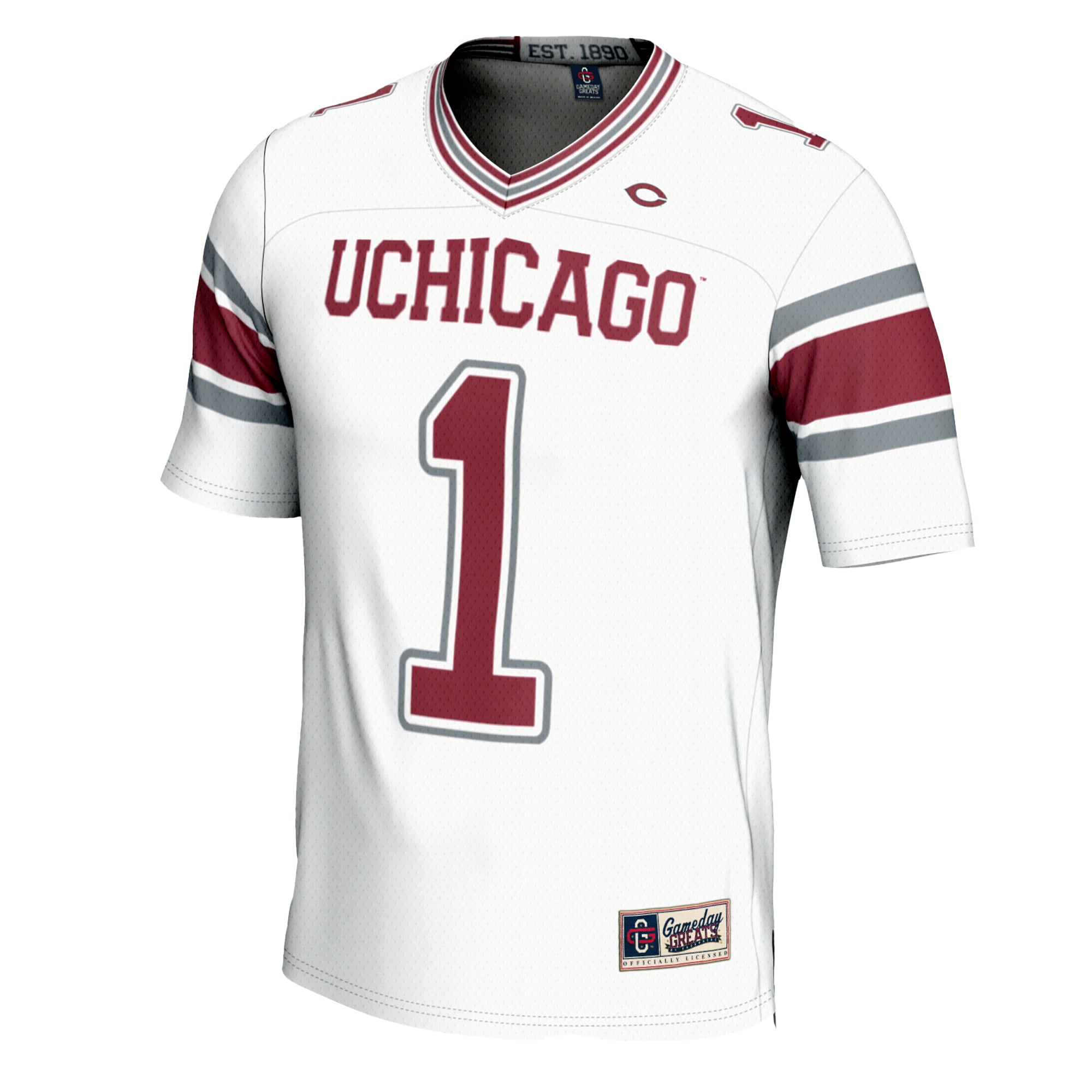 #1 UChicago Maroons Youth Football Jersey White - front view