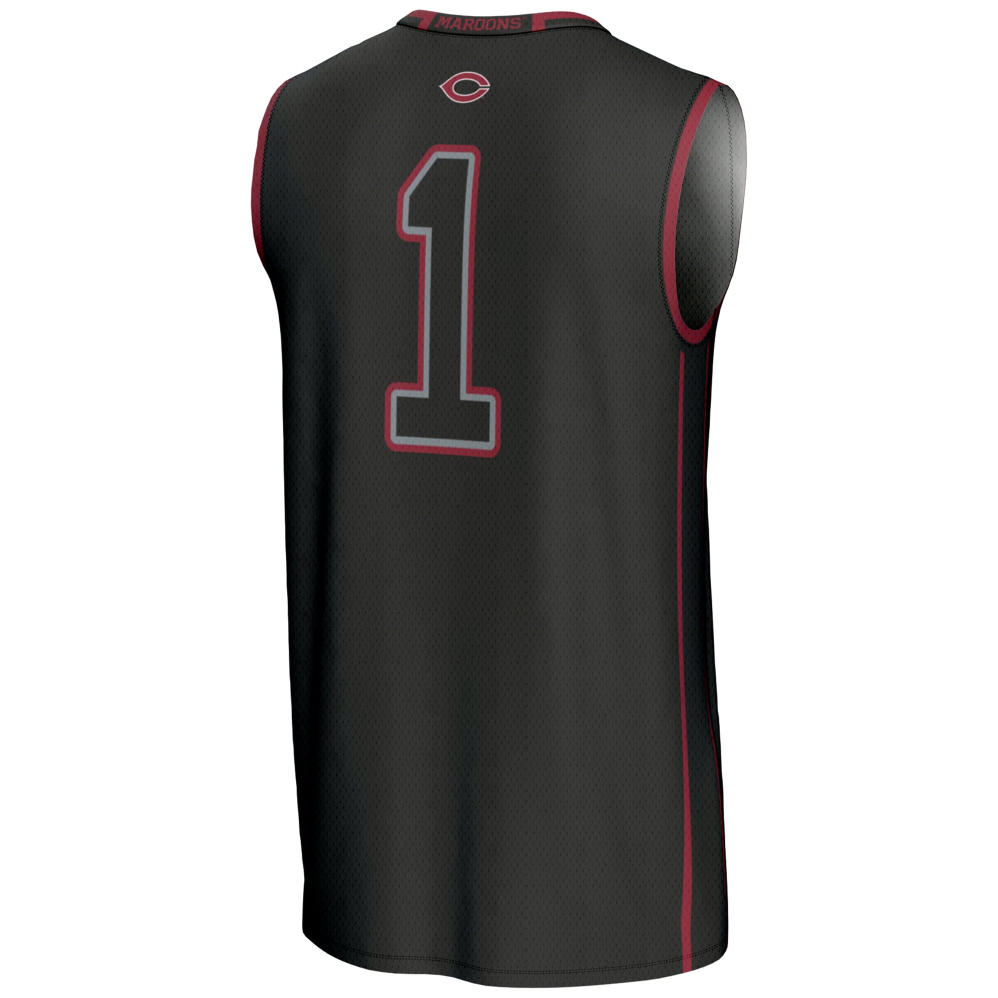 #1 UChicago Maroons Youth Lightweight Basketball Jersey Black - back view