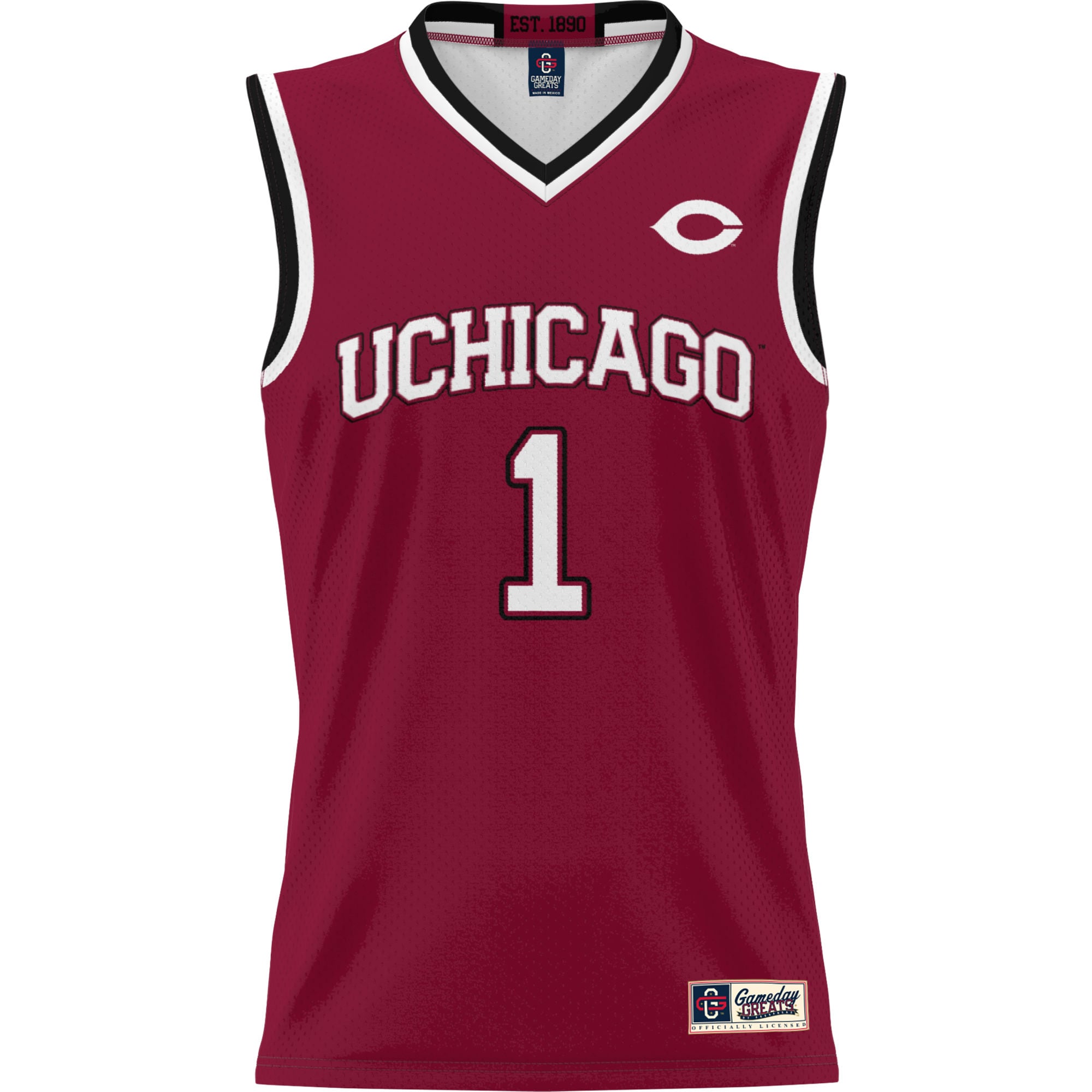 #1 UChicago Maroons Youth Lightweight Basketball Jersey Maroon - front view