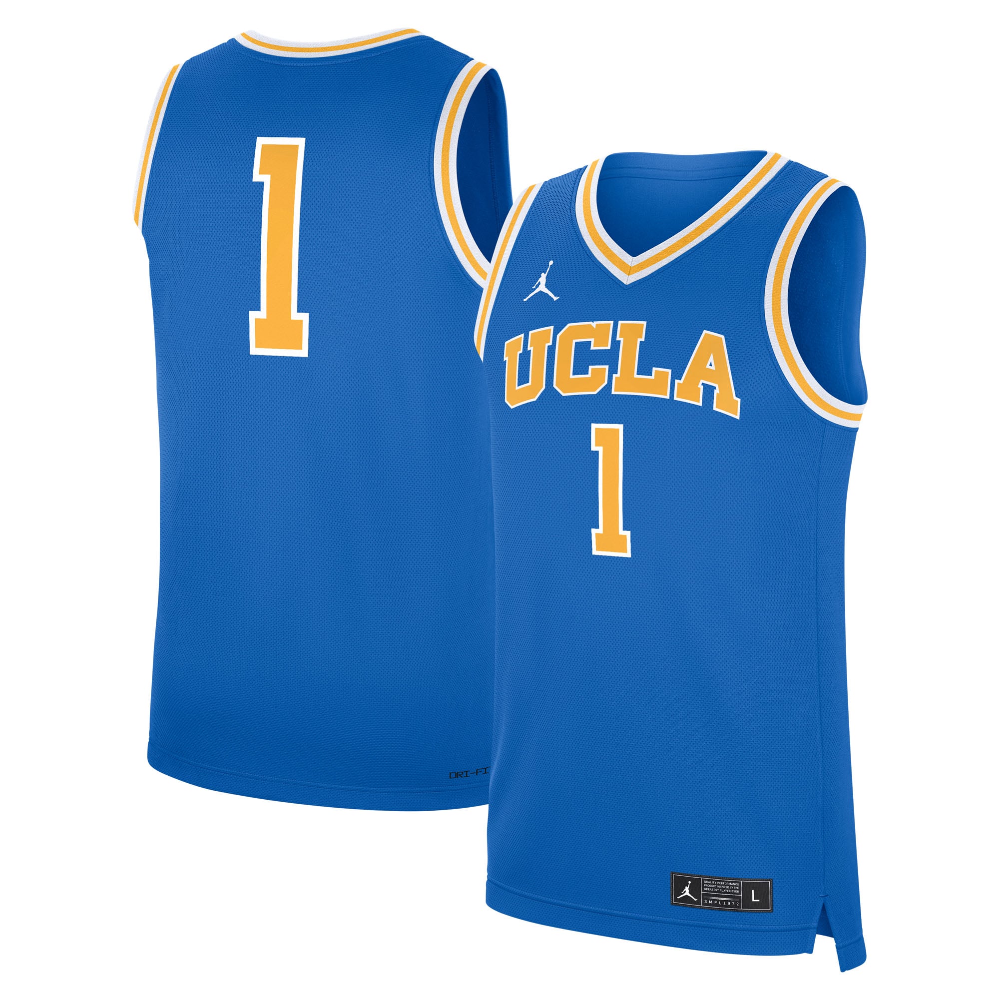 UCLA Bruins Road Basketball Jersey Blue - front and back view