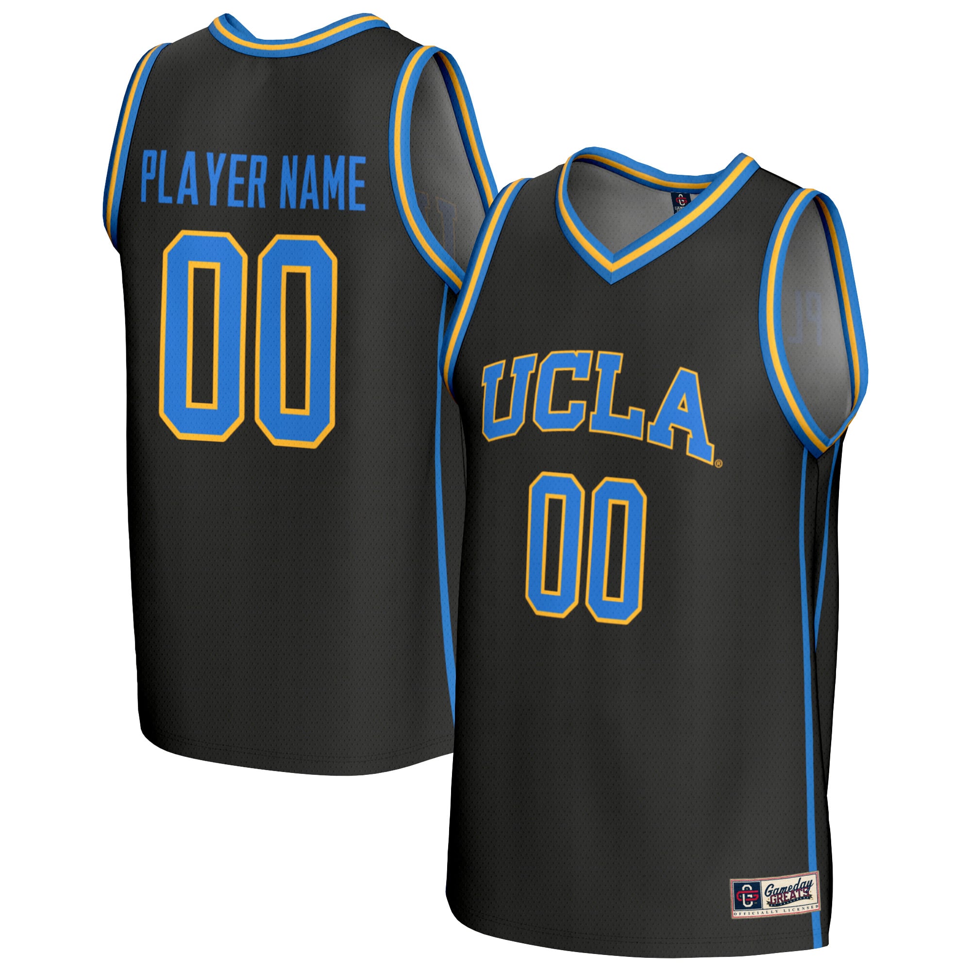 UCLA Bruins Unisex Lightweight Basketball Fashion Jersey Black - front and back view