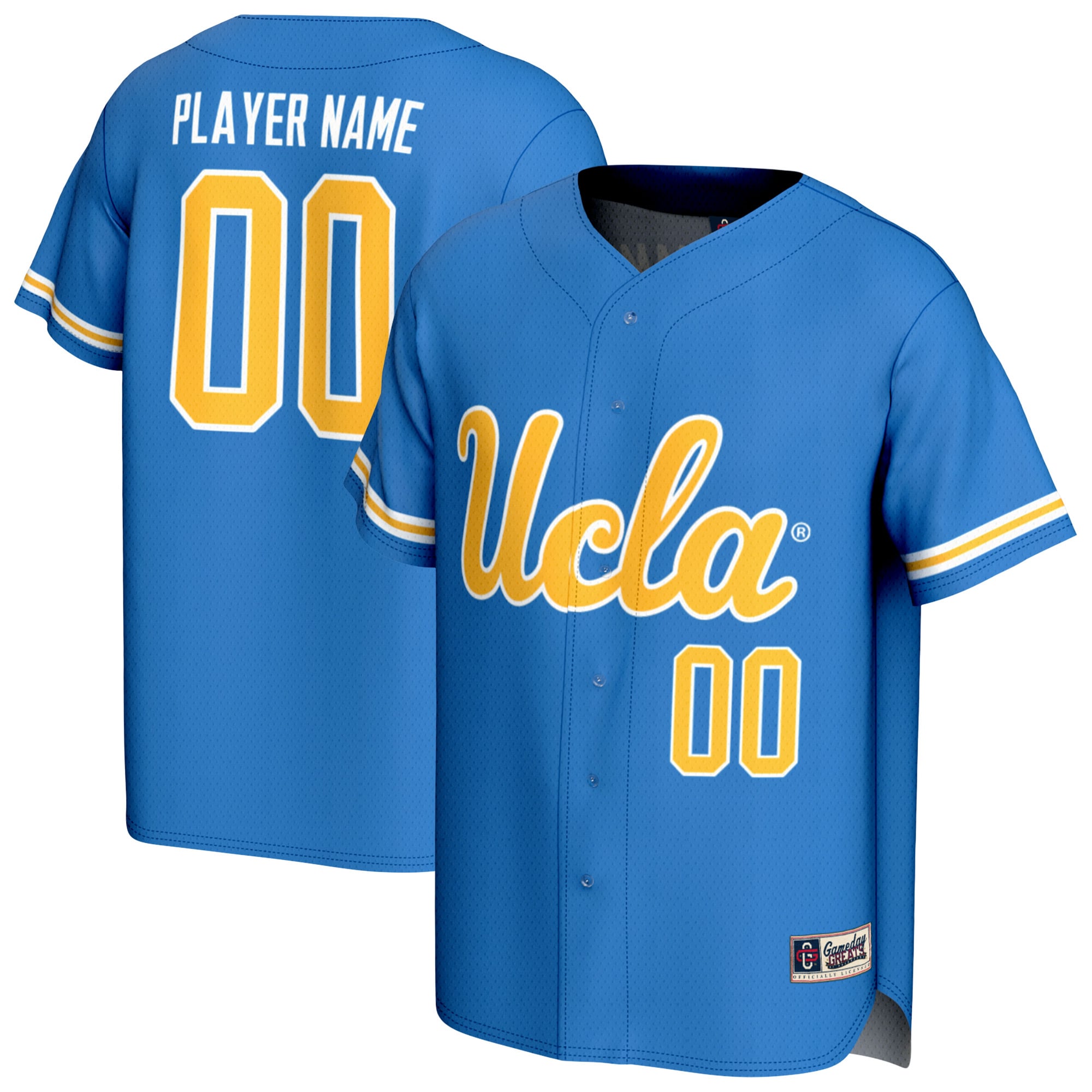 UCLA Bruins Unisex Lightweight Softball Fashion Jersey Blue - front and back view