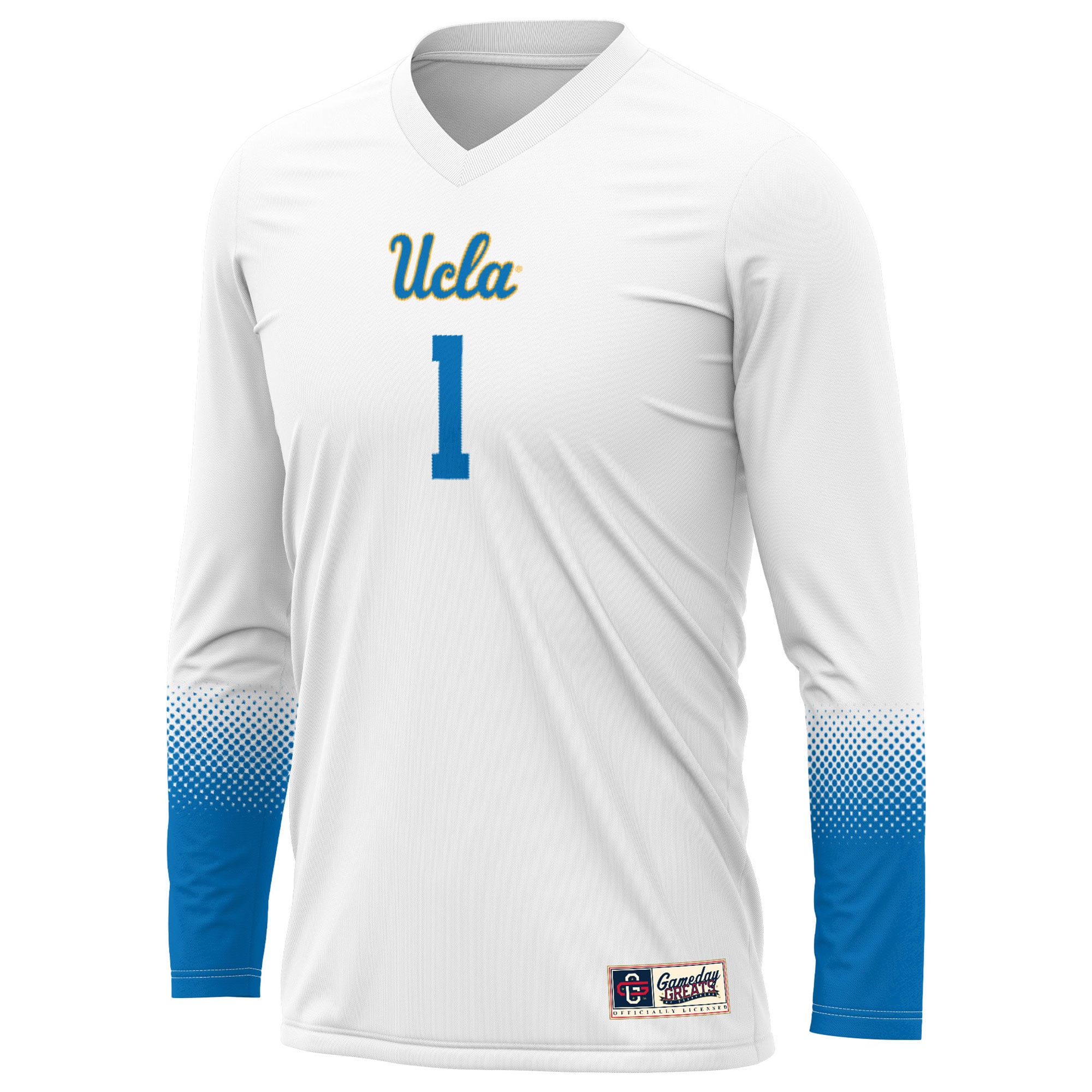 #1 UCLA Bruins Unisex Lightweight Volleyball Jersey White - front view