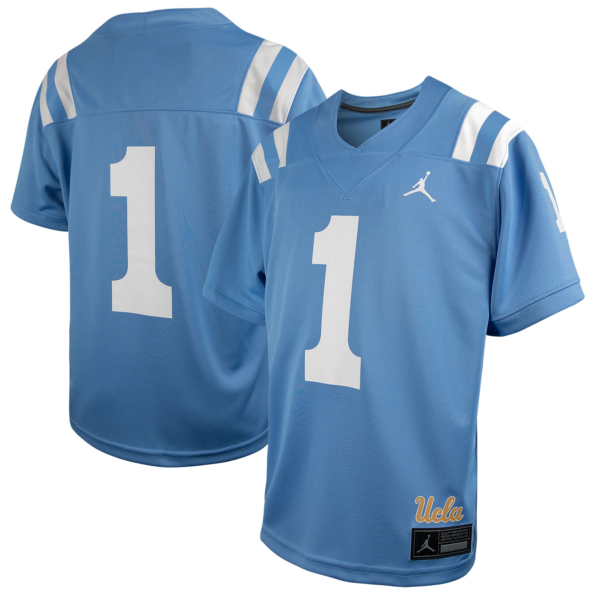 #1 UCLA Bruins Youth Alternate Jersey - Light Blue - front and back view