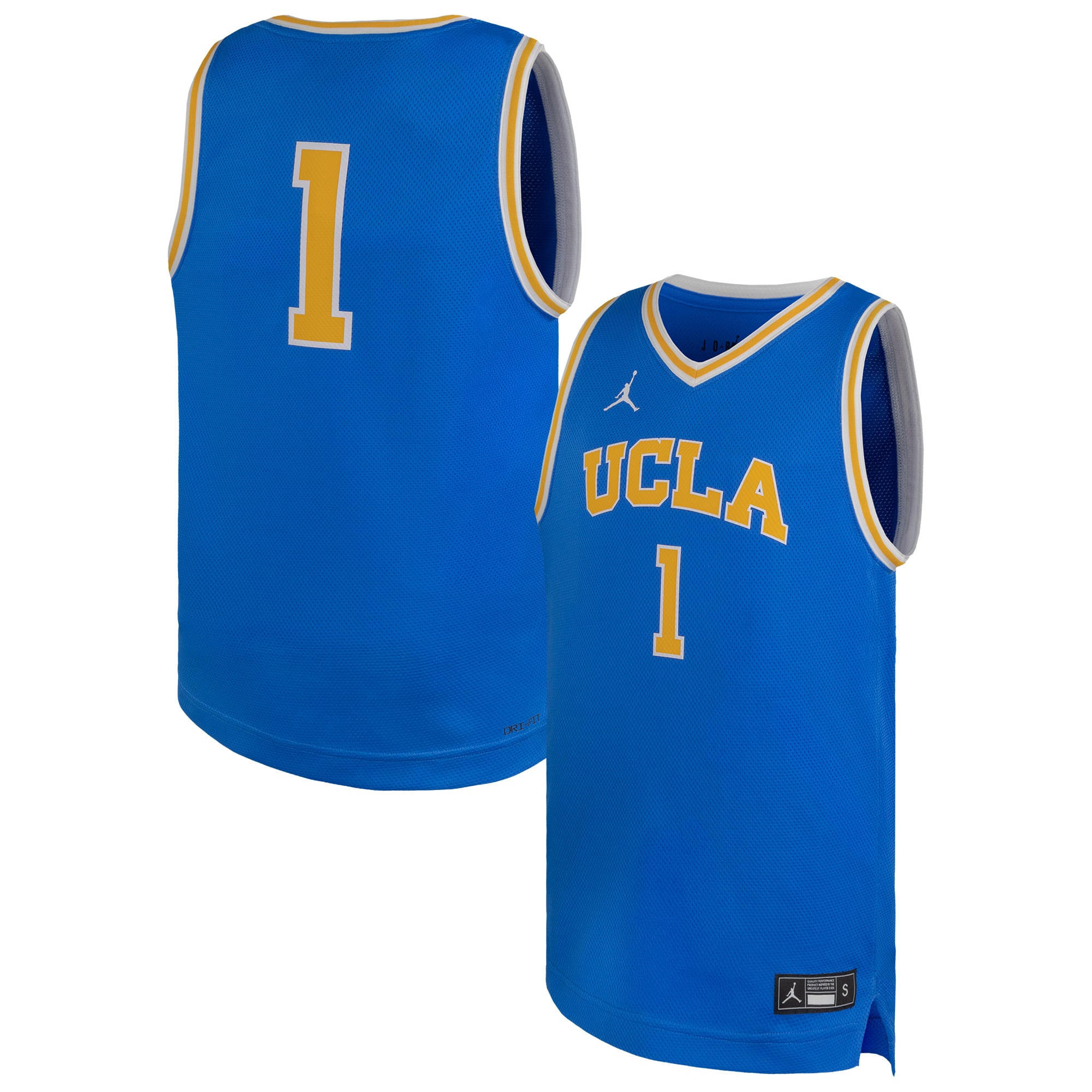 #1 UCLA Bruins Youth Basketball Jersey Blue - front and back view