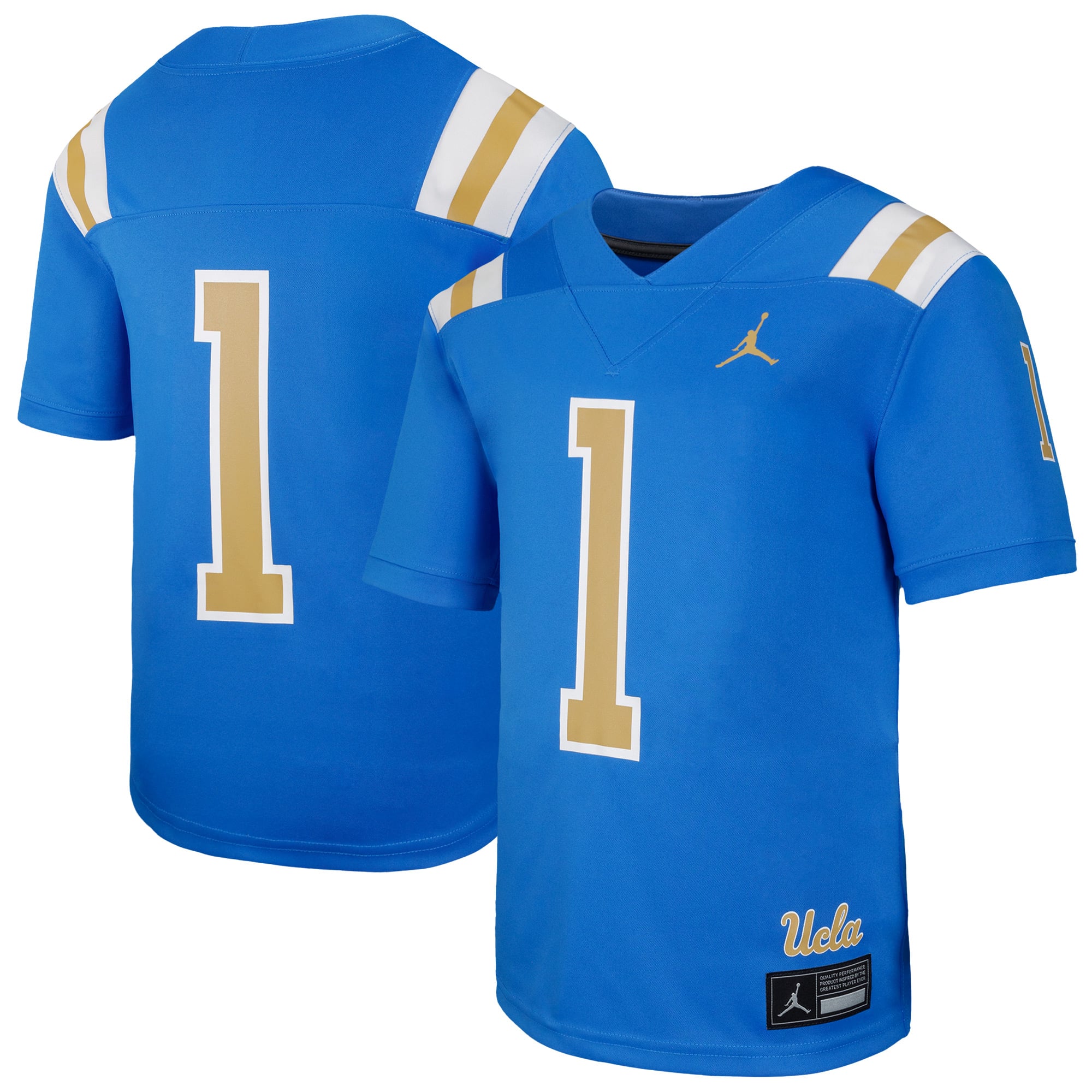 #1 UCLA Bruins Youth Jersey Blue - front and back view
