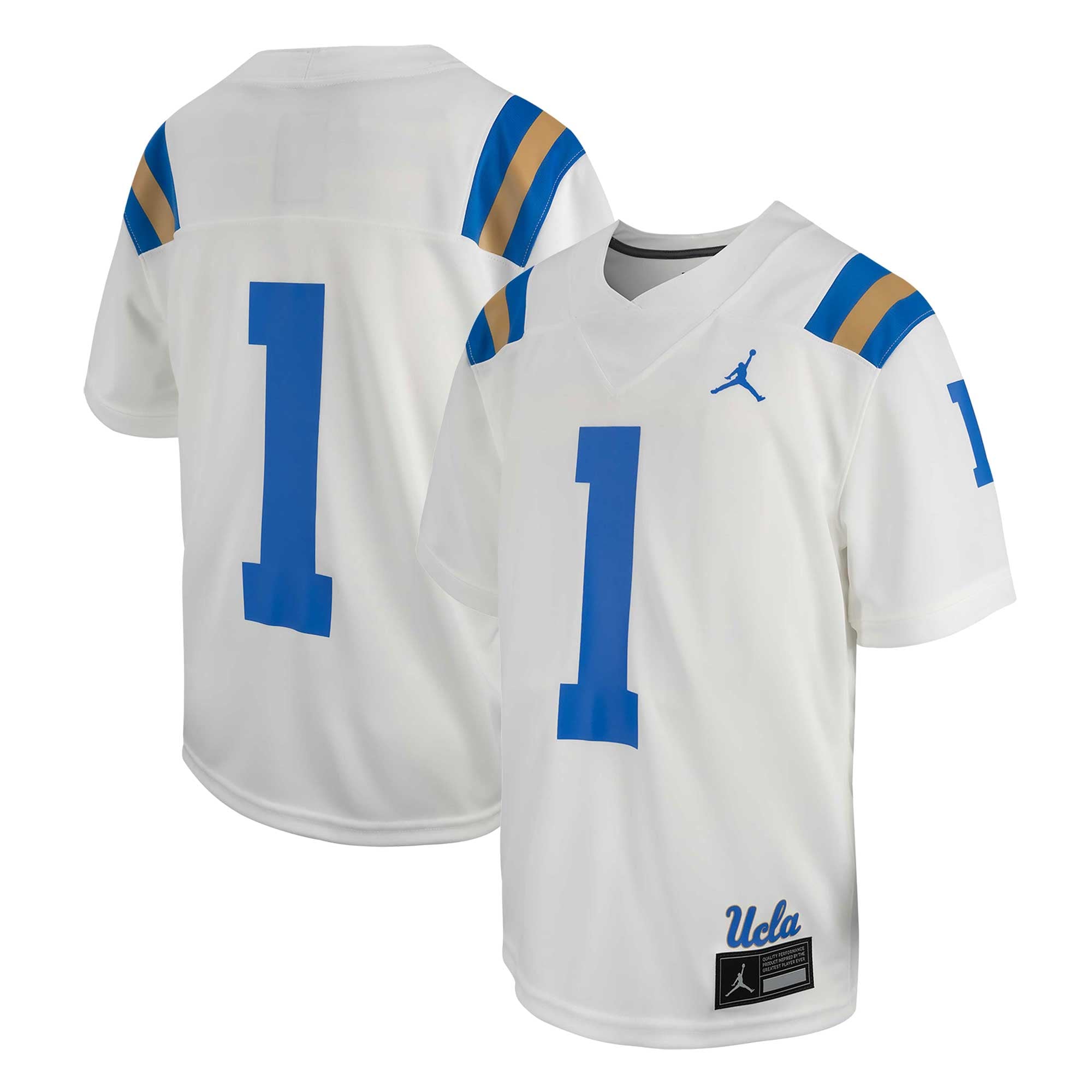 #1 UCLA Bruins Youth Jersey White - front and back view
