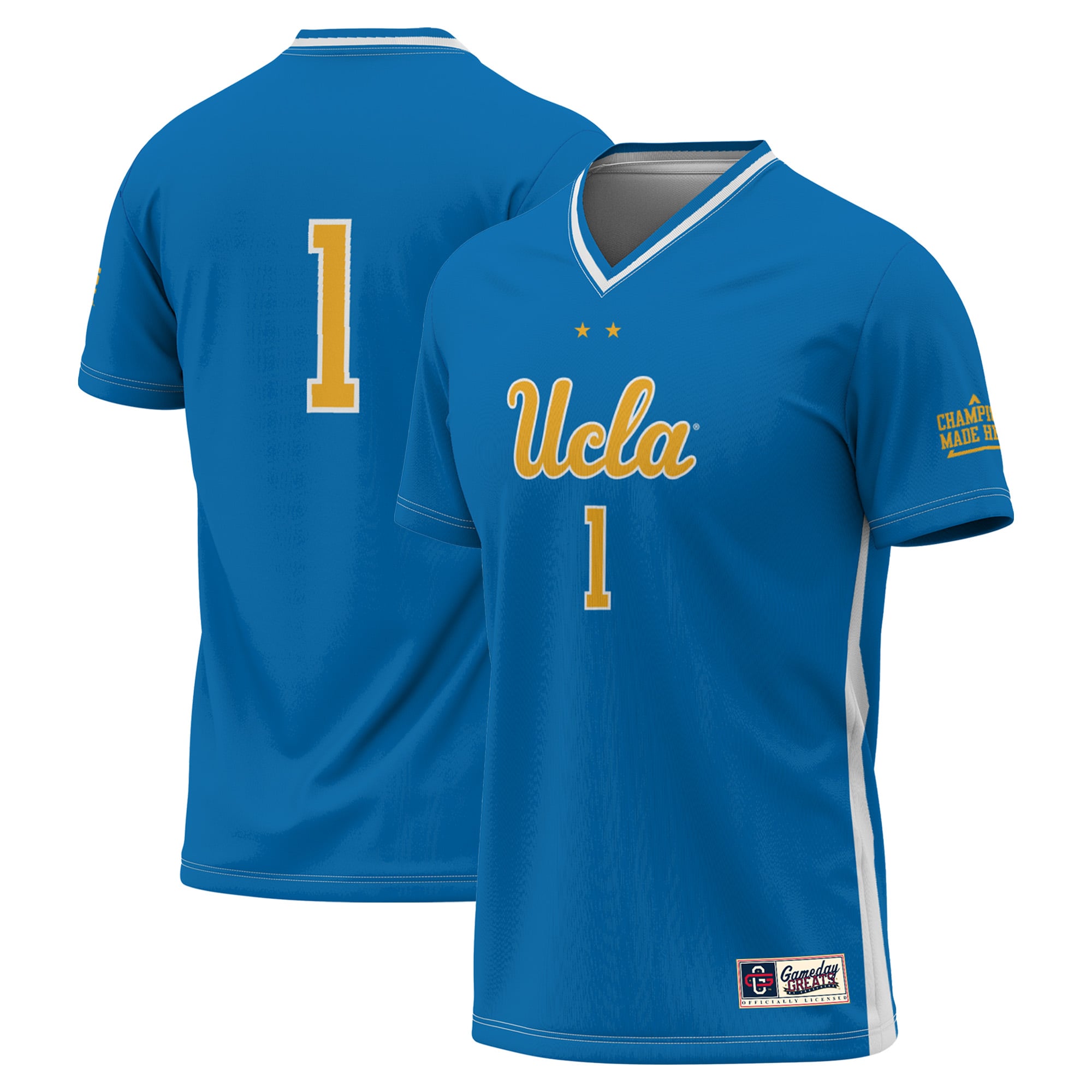 UCLA Bruins Youth Lightweight Soccer Fashion Jersey Blue - front and back view