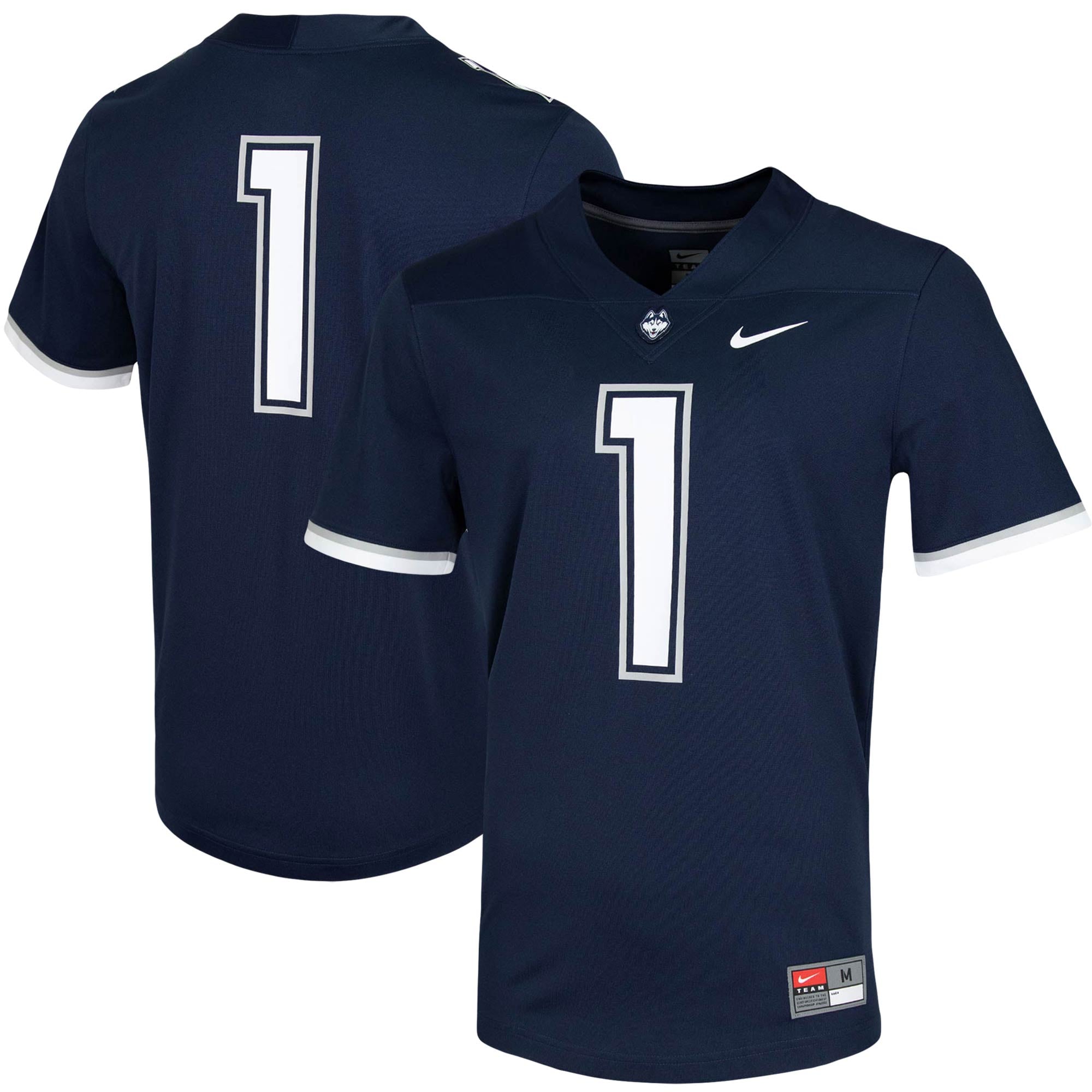 #1 UConn Huskies Jersey Navy - front and back view
