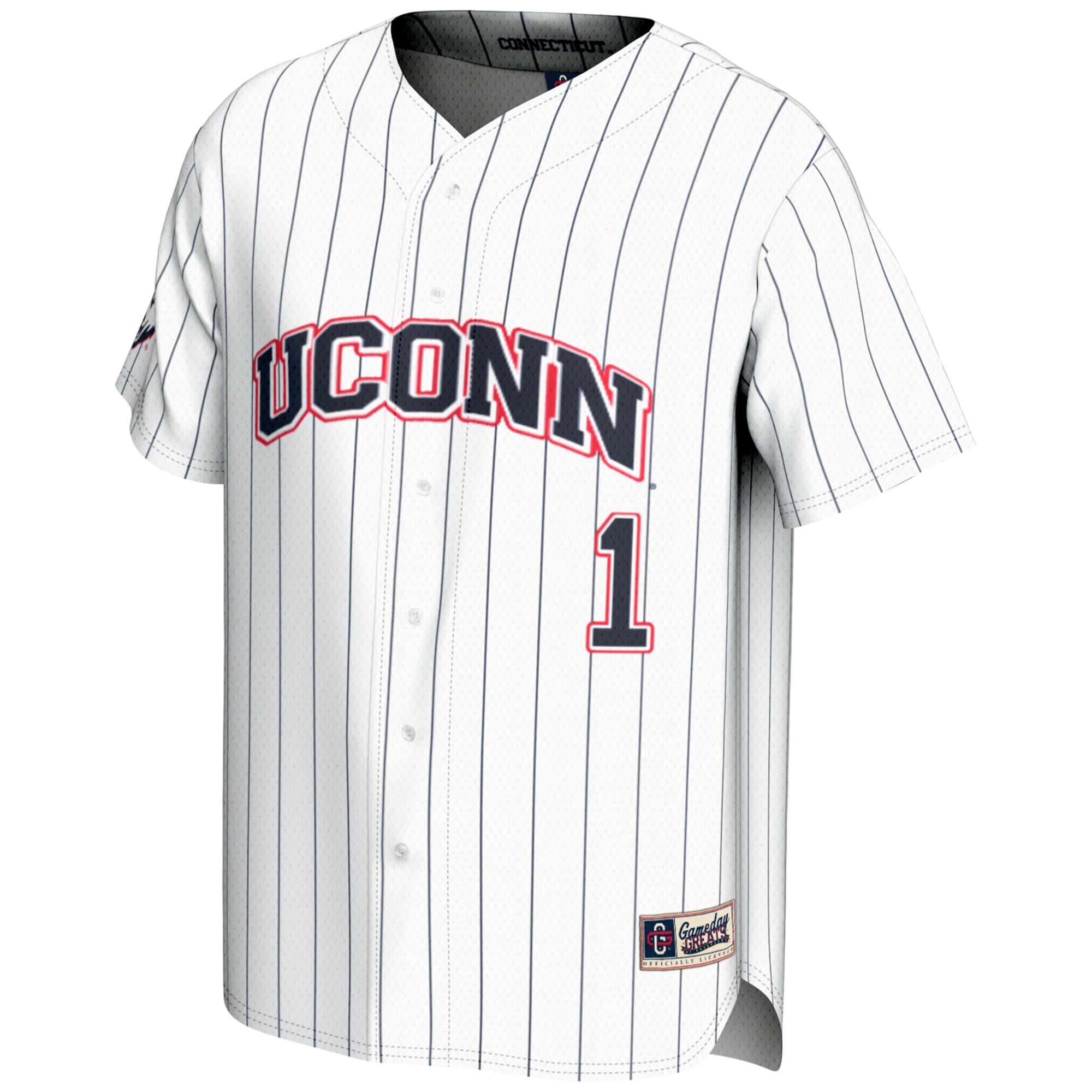 #1 UConn Huskies Lightweight Baseball Jersey White - front view