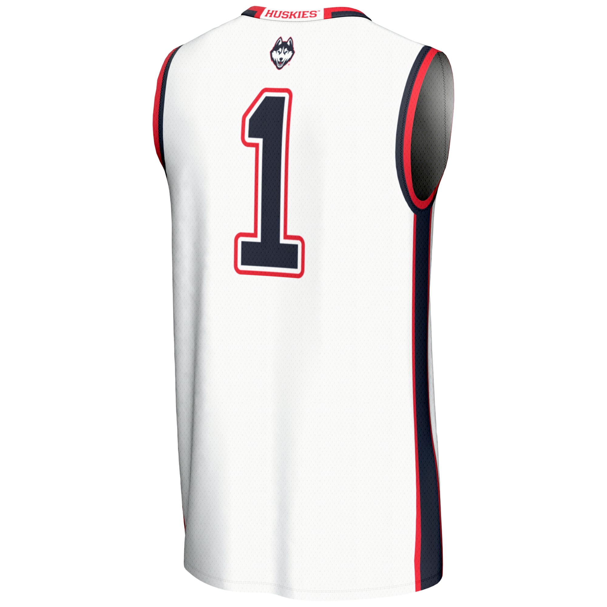 #1 UConn Huskies Lightweight Basketball Jersey White - back view