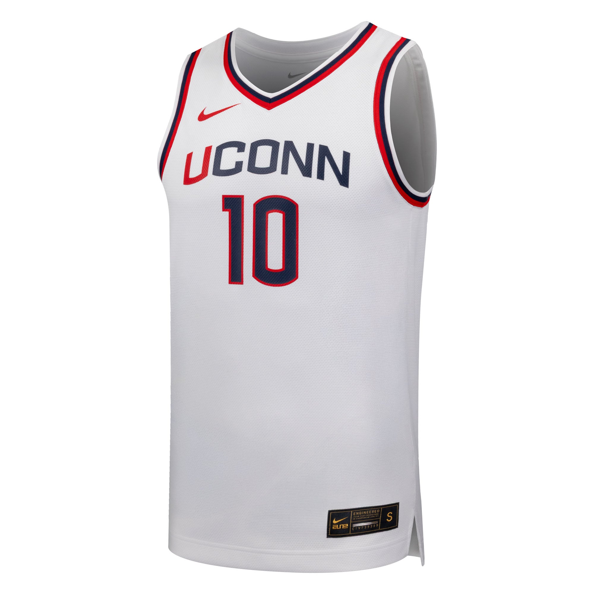 #10 UConn Huskies Unisex Basketball Jersey White - front view