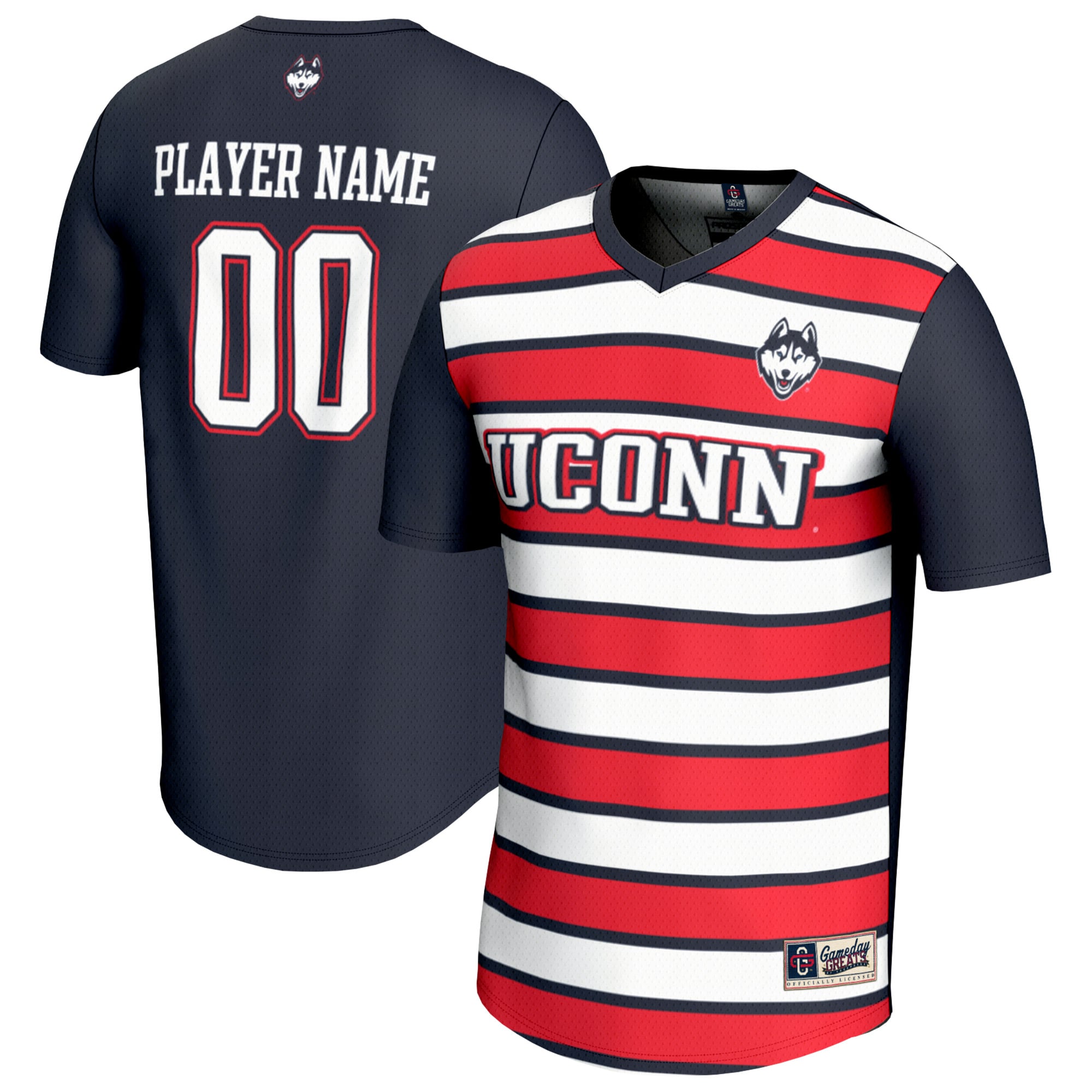 UConn Huskies Unisex Collegiate Women's Soccer Lightweight Fashion Jersey - front and back view