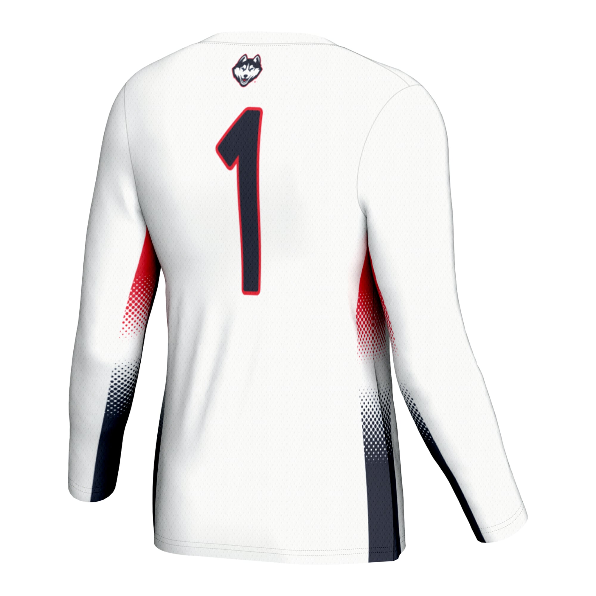 #1 UConn Huskies Unisex Lightweight Volleyball Jersey White - back view