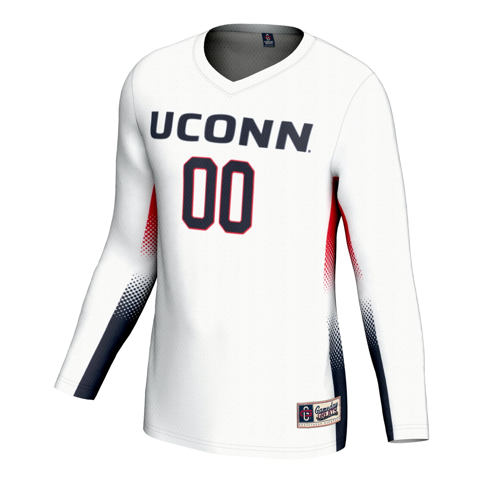 UConn Huskies Unisex Lightweight Volleyball Jersey White - front view