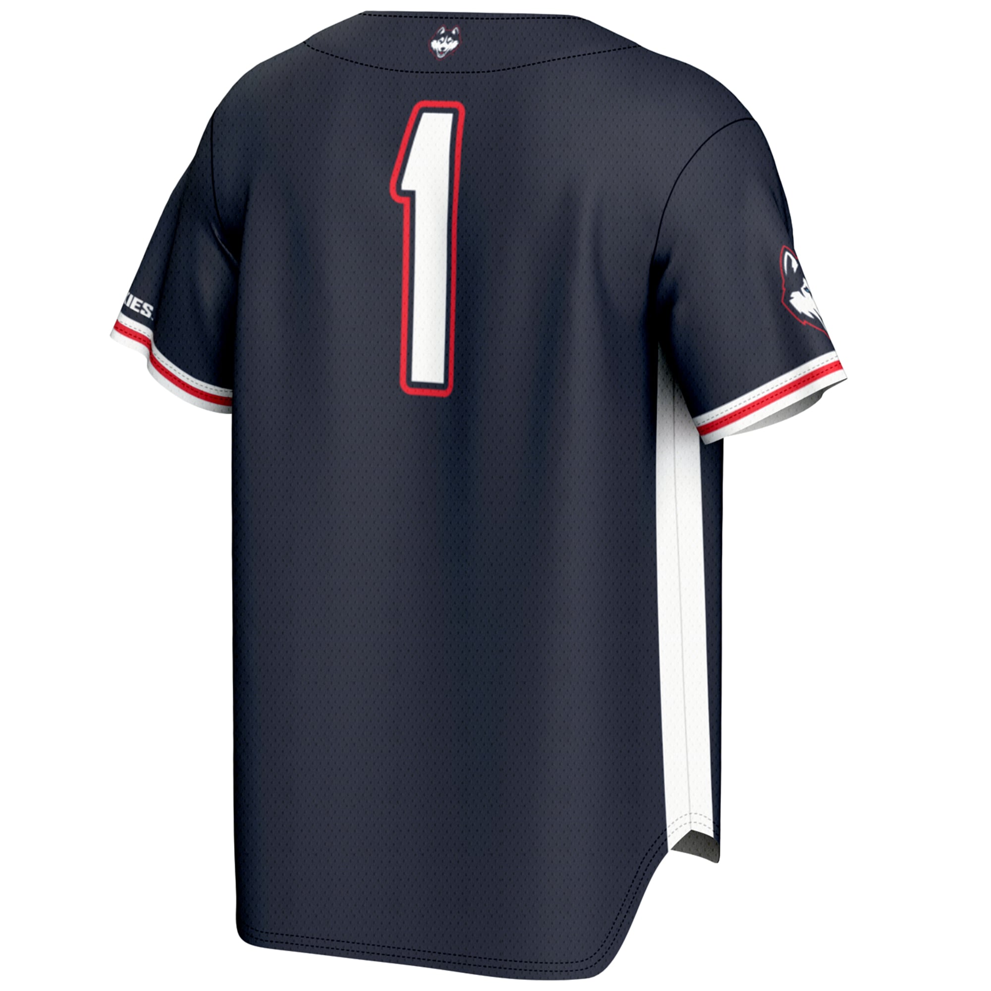 #1 UConn Huskies Youth Lightweight Baseball Jersey Navy - back view