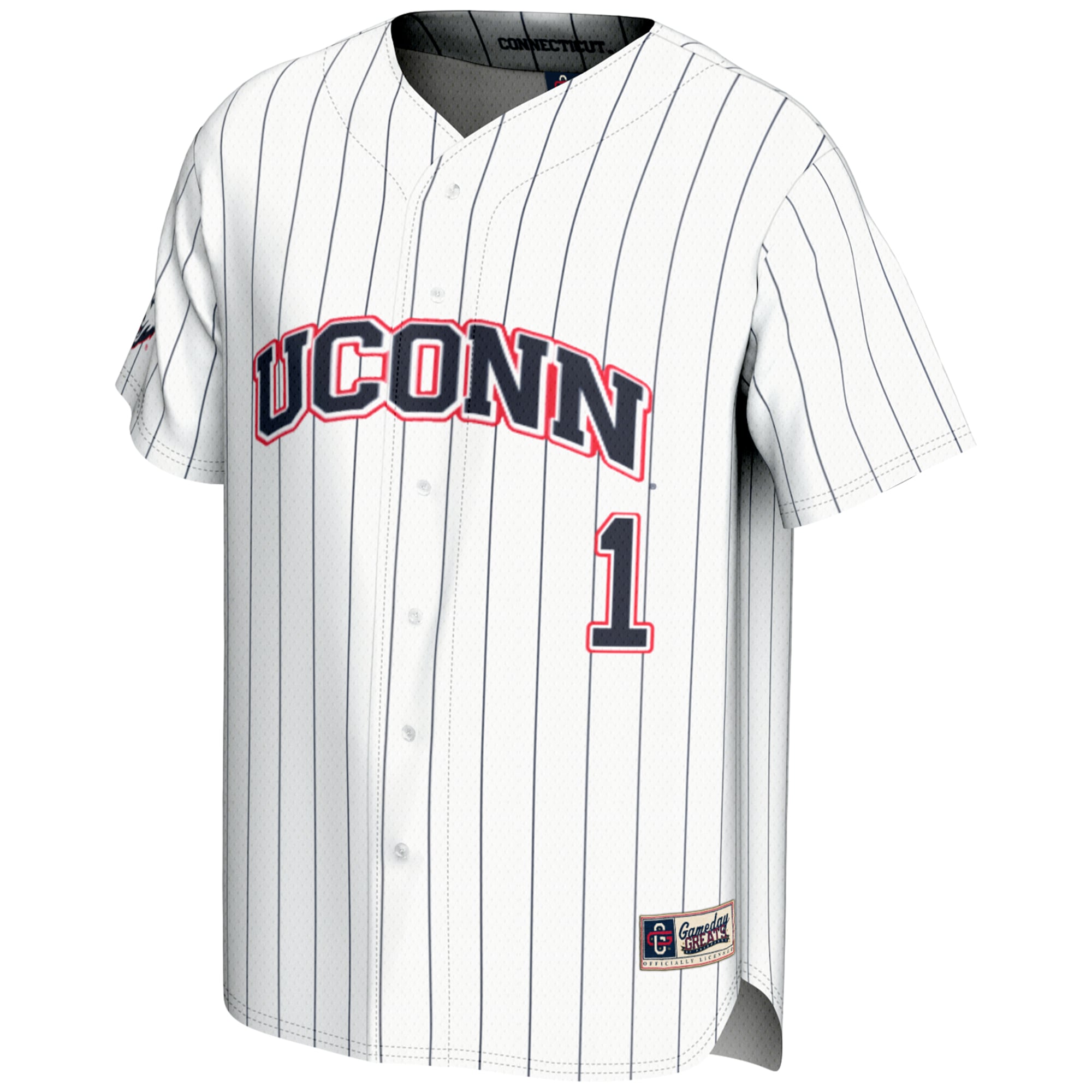 #1 UConn Huskies Youth Lightweight Baseball Jersey White - front view