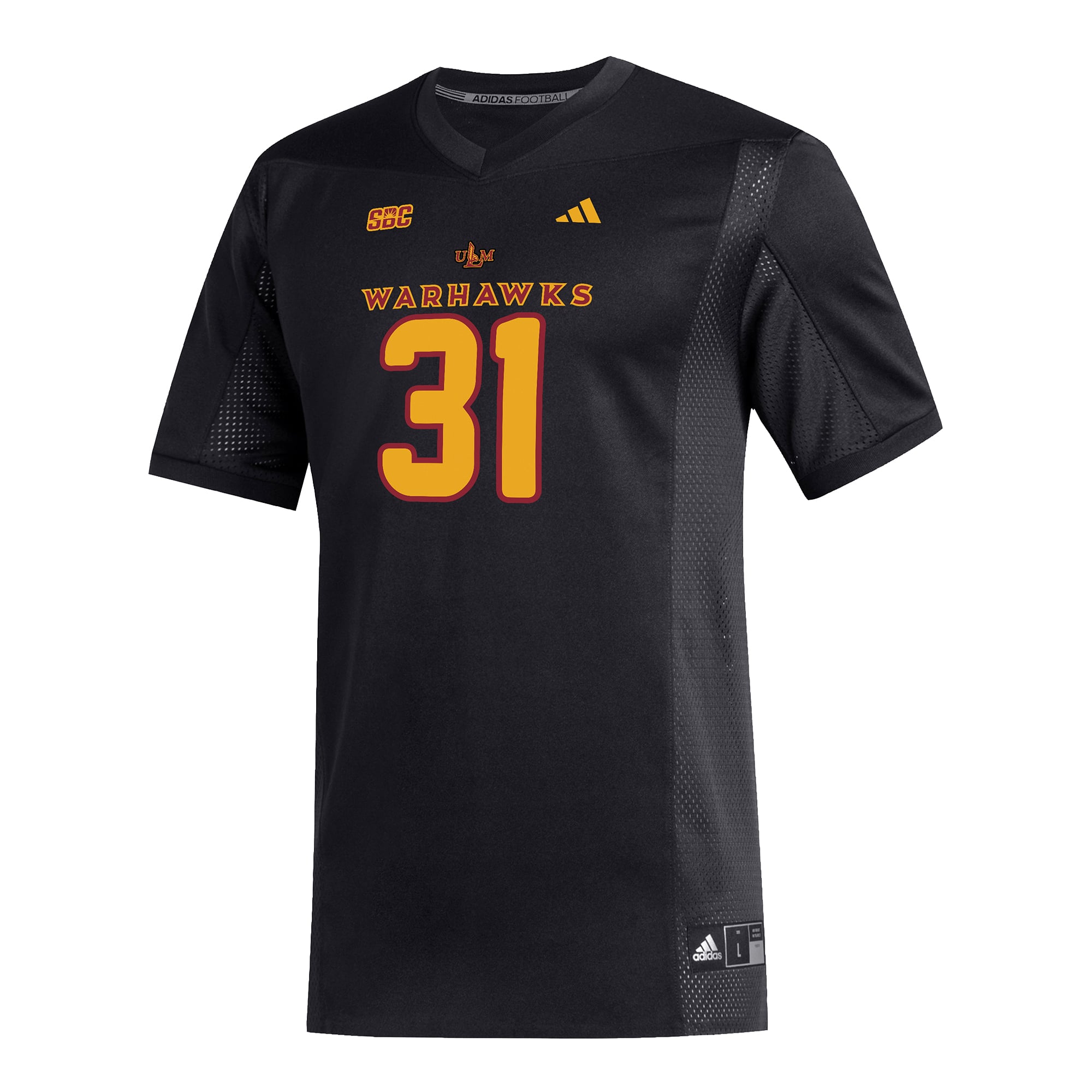 #31 ULM Warhawks Football Jersey Black - front view