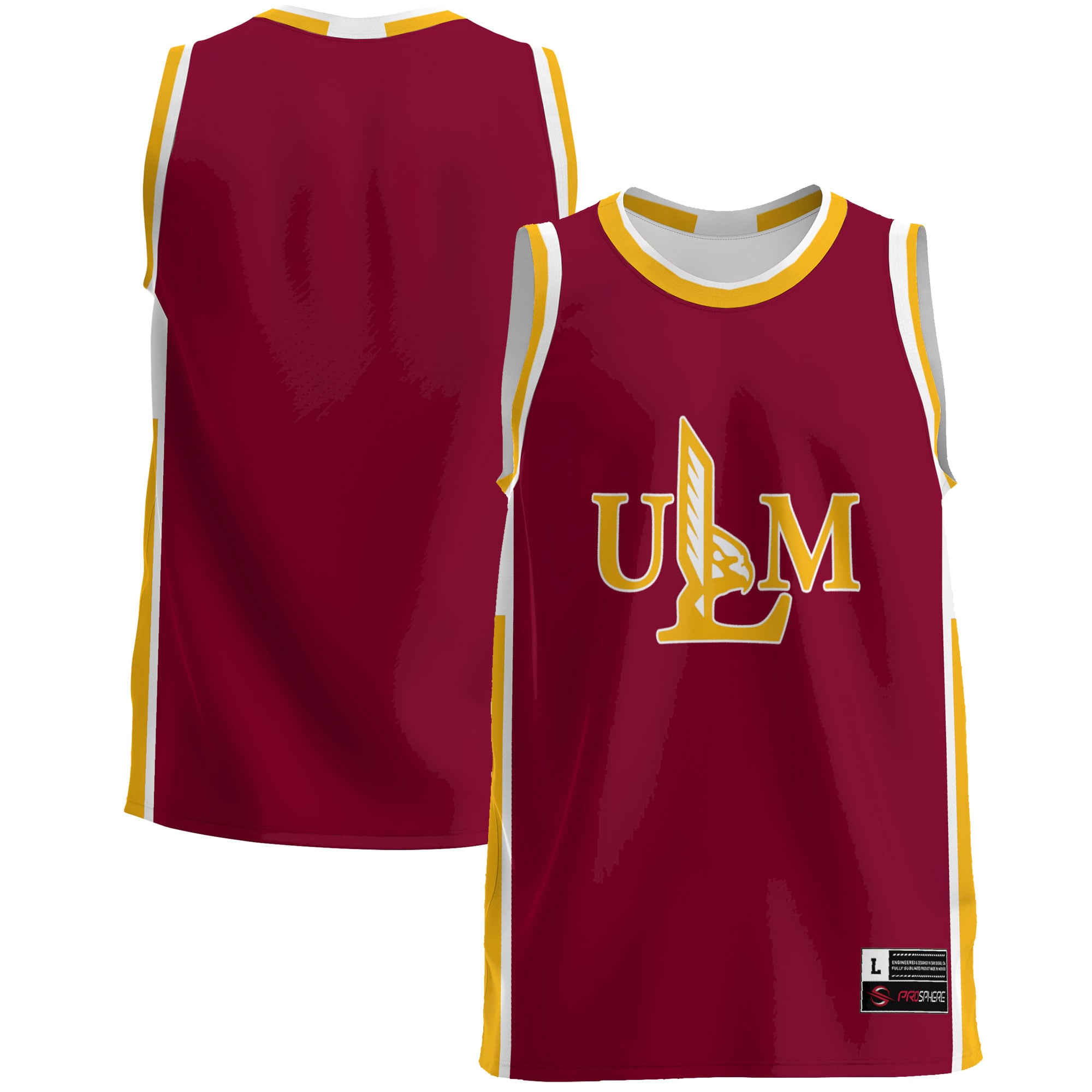 ULM Warhawks Lightweight Basketball Jersey Maroon - front and back view