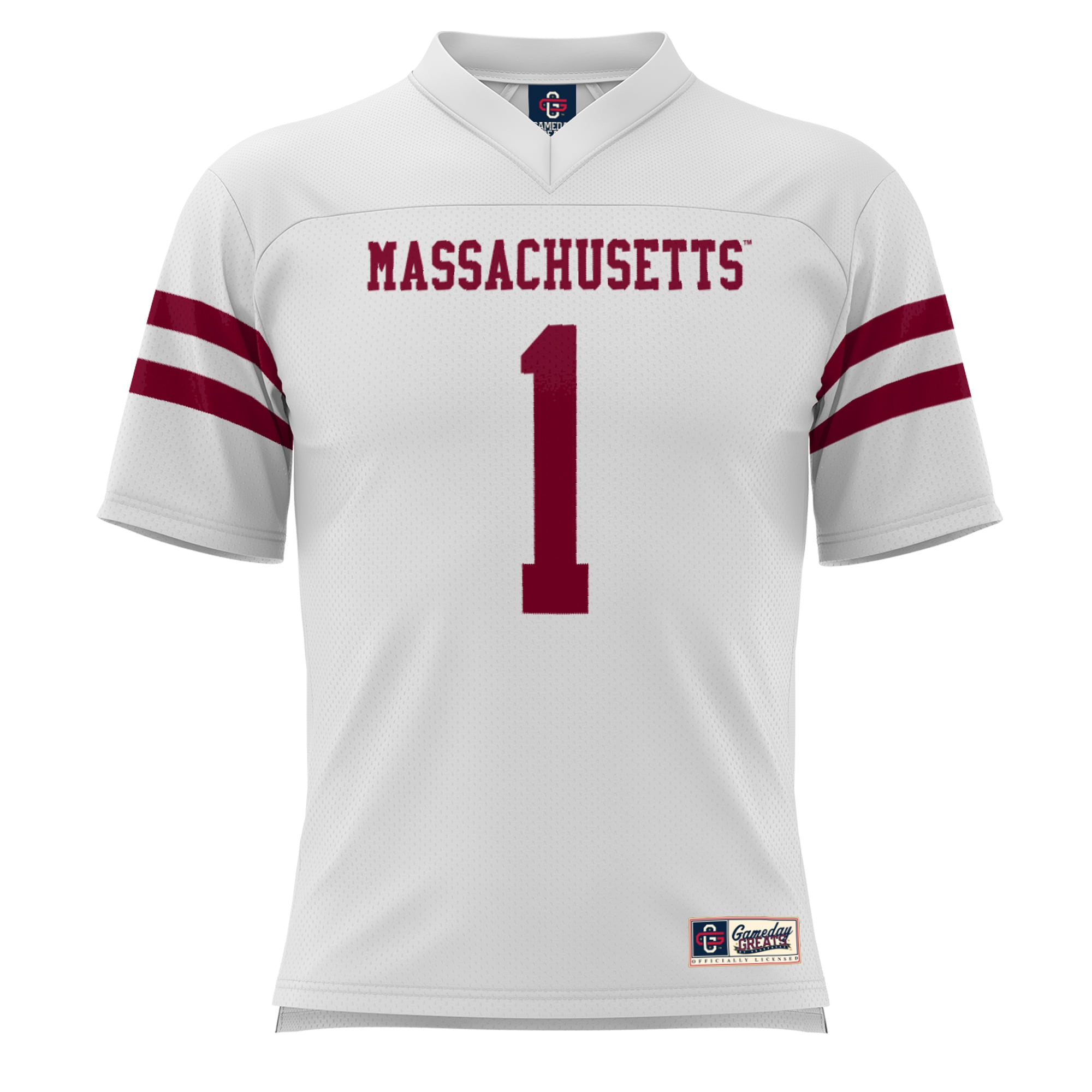 #1 UMass Minutemen Youth Football Jersey White - front view