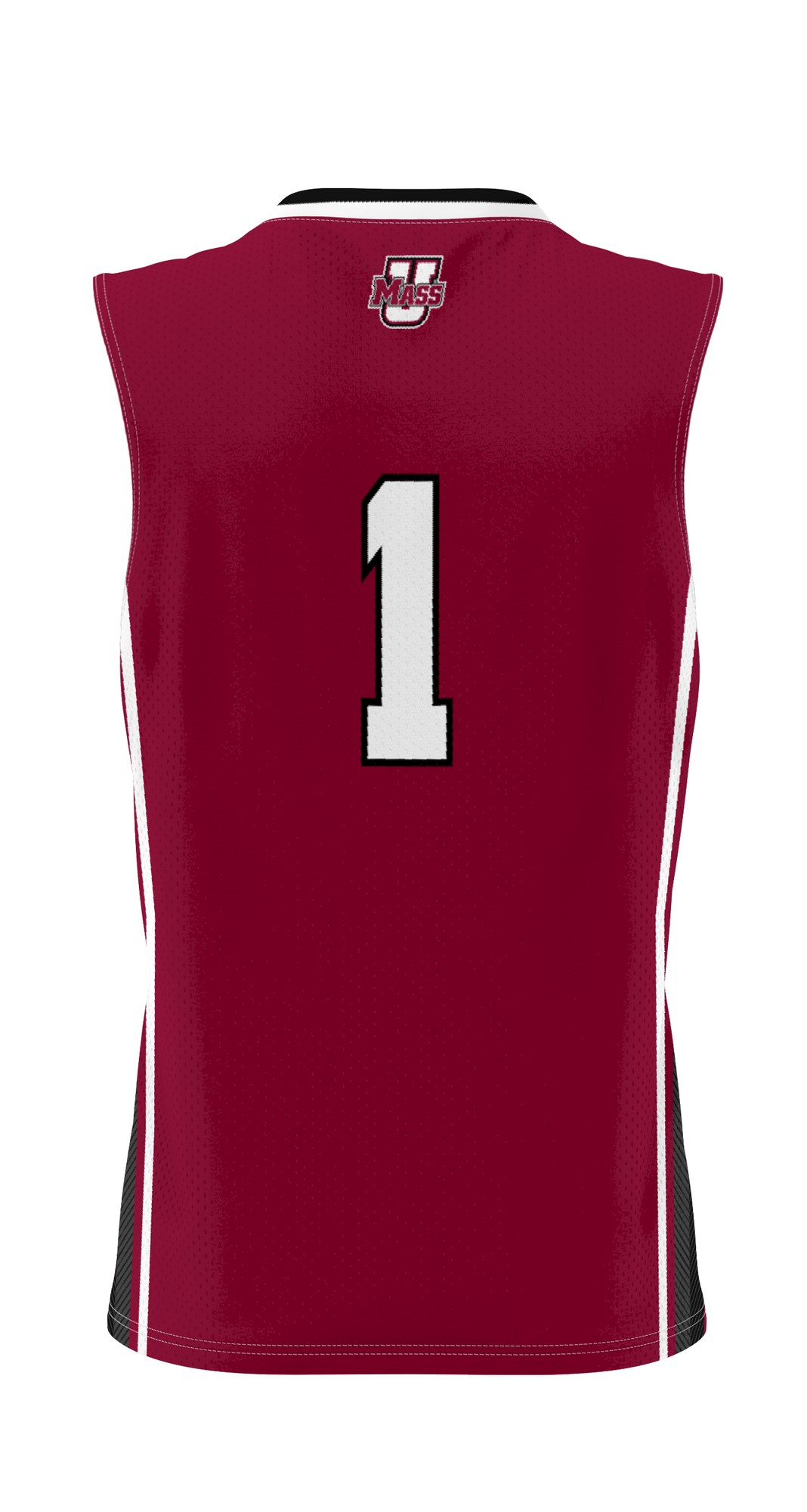 #1 UMass Minutemen Lightweight Basketball Jersey Maroon - back view
