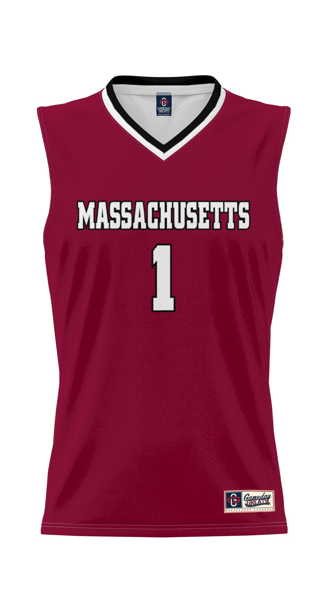 #1 UMass Minutemen Youth Lightweight Basketball Jersey Maroon - front view