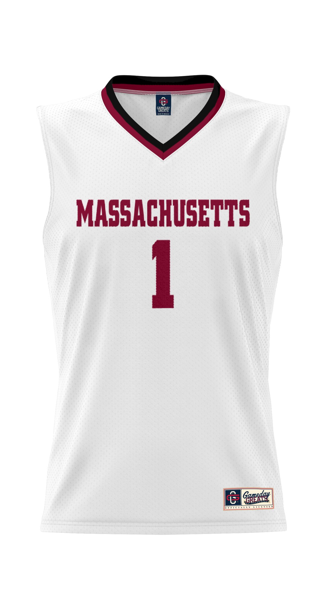 #1 UMass Minutemen Lightweight Basketball Jersey White - front view