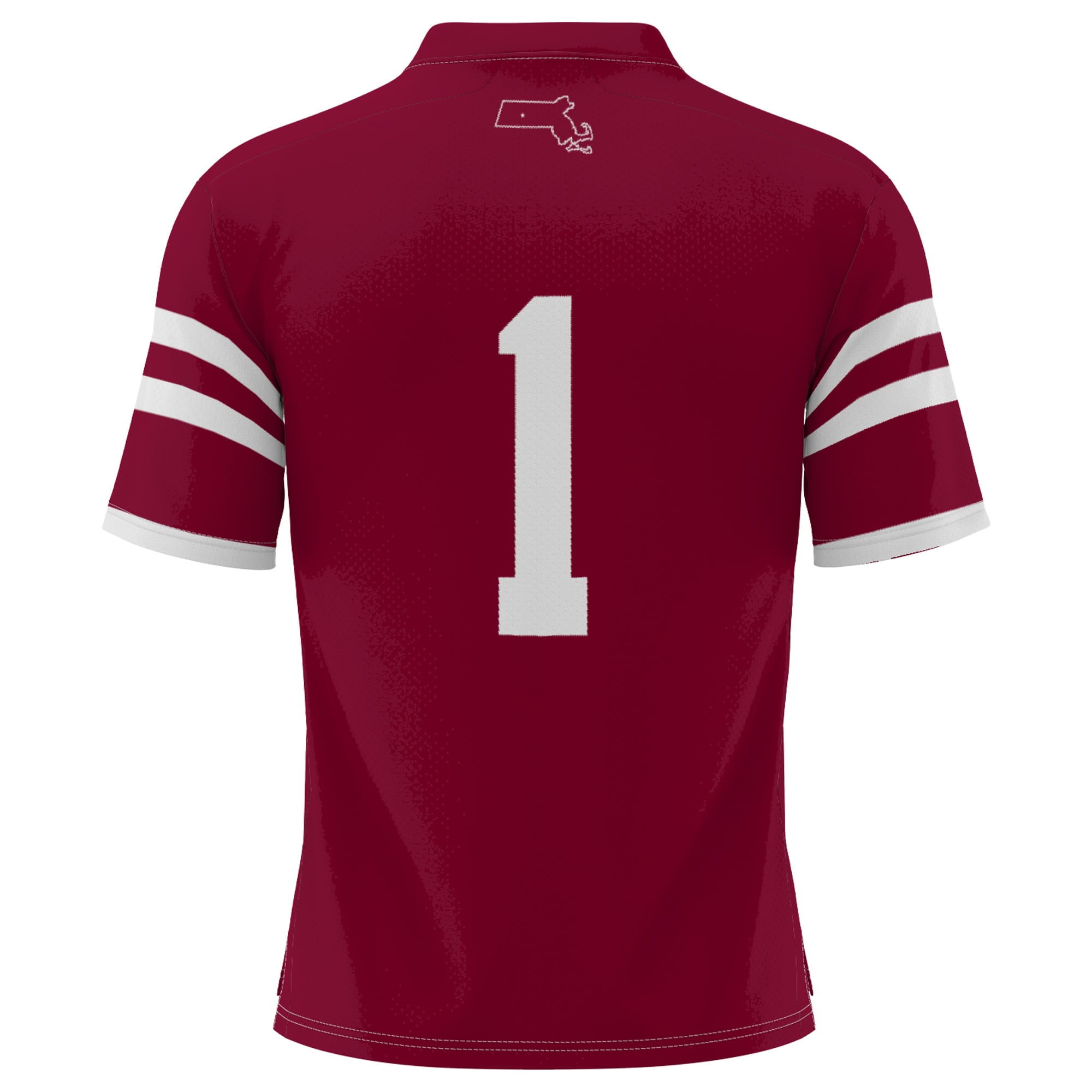 #1 UMass Minutemen Youth Football Jersey Maroon - back view