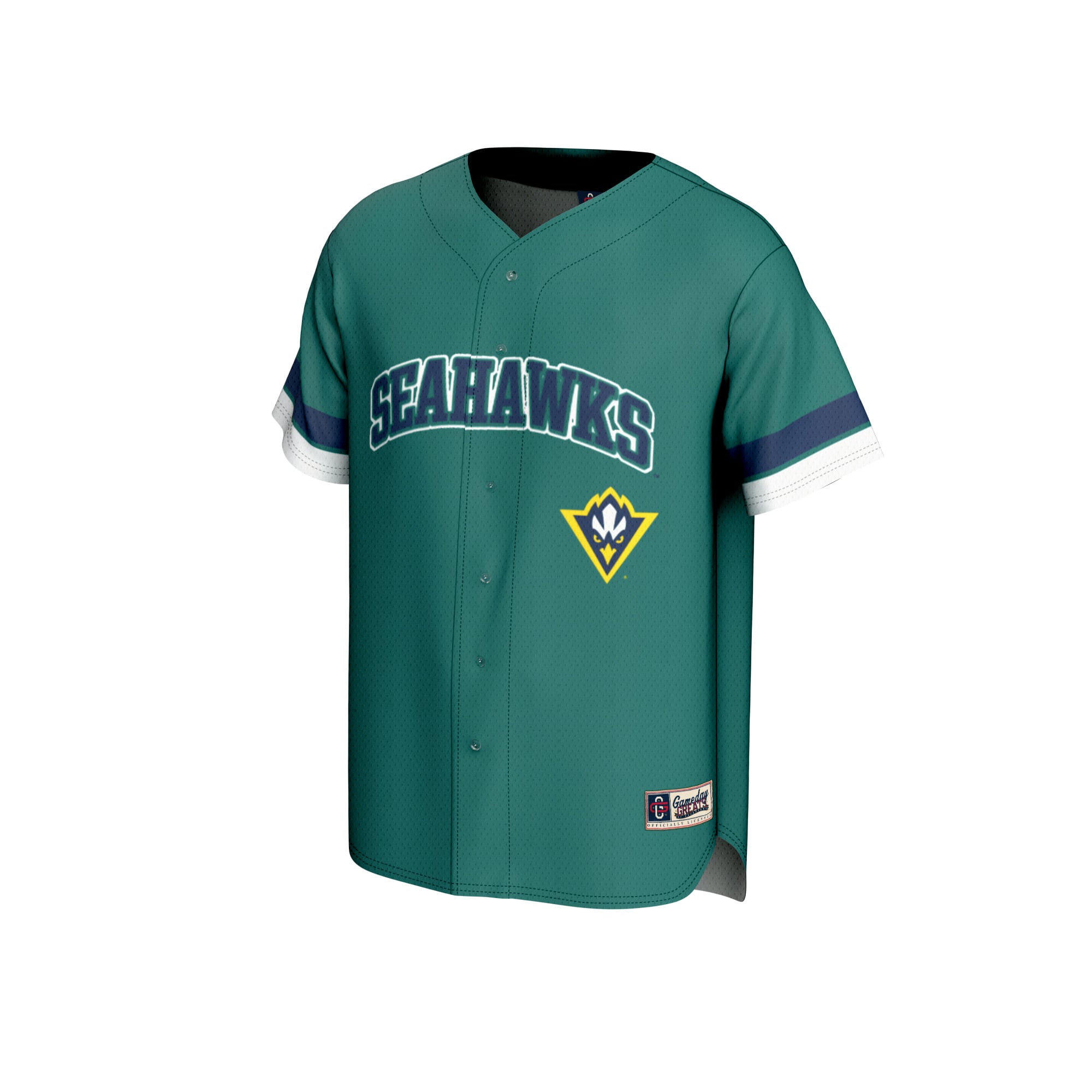 UNC Wilmington Seahawks Youth Baseball Jersey Teal - front view