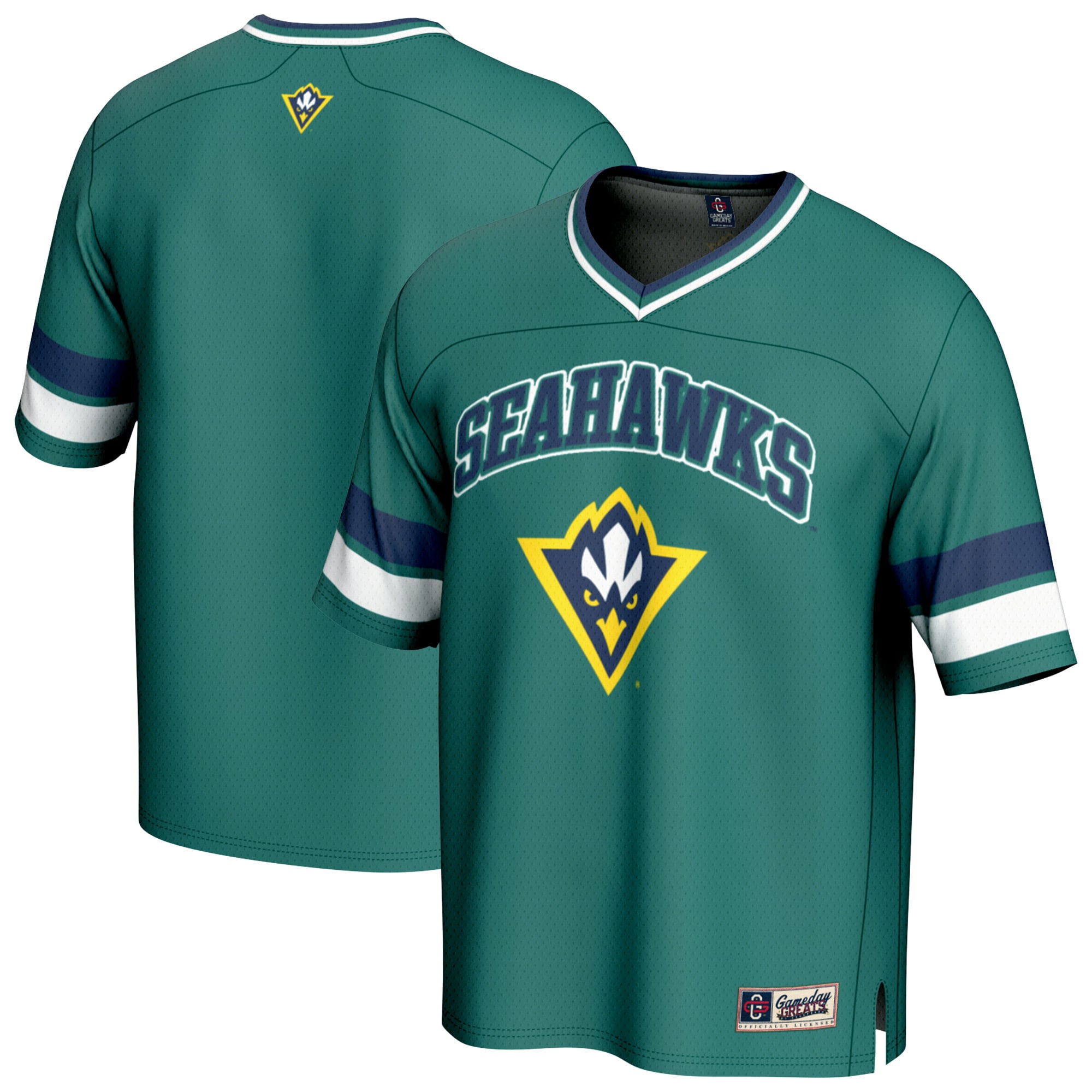 UNC Wilmington Seahawks Youth Football Jersey Teal - front and back view