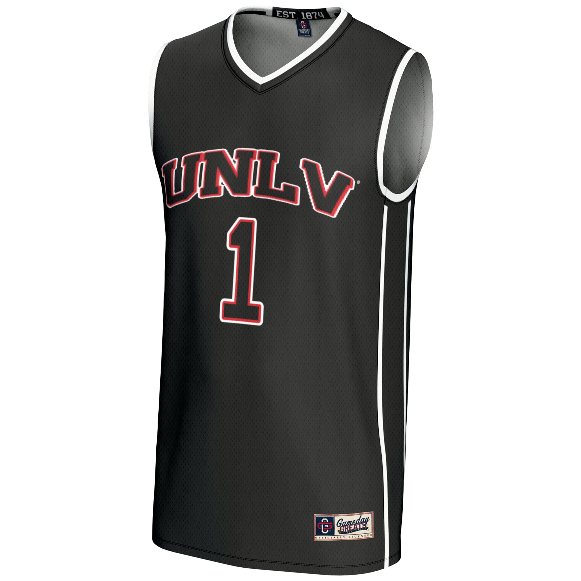 #1 UNLV Rebels Unisex Lightweight Basketball Jersey Black - front view