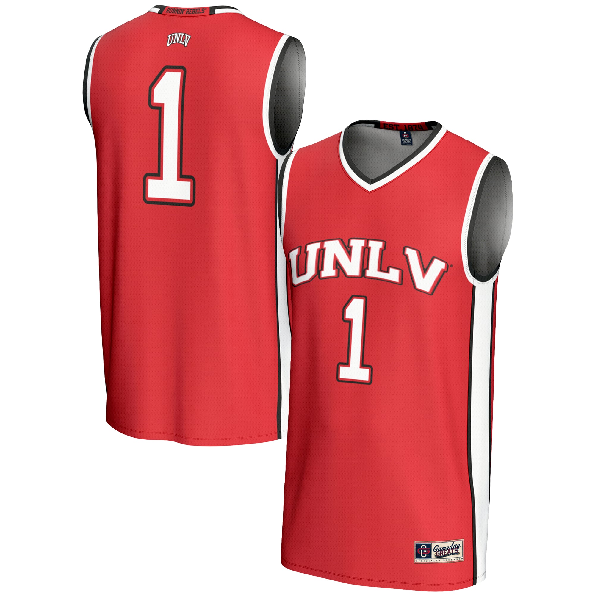 #1 UNLV Rebels Unisex Lightweight Basketball Jersey Scarlet - front and back view