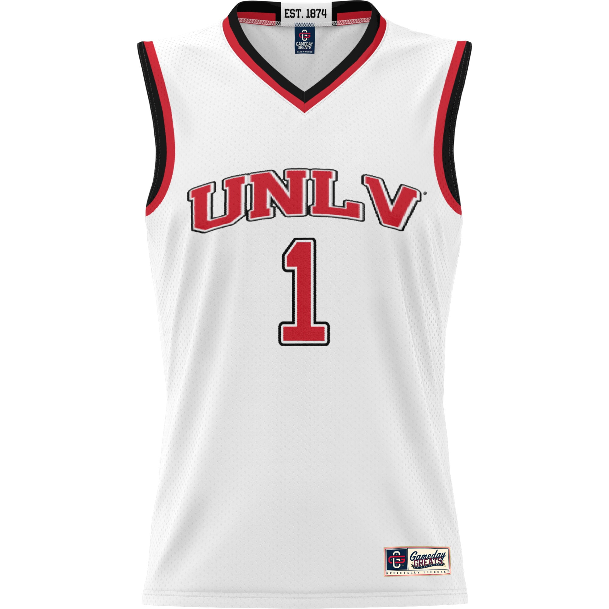 #1 UNLV Rebels Unisex Lightweight Basketball Jersey White - front view