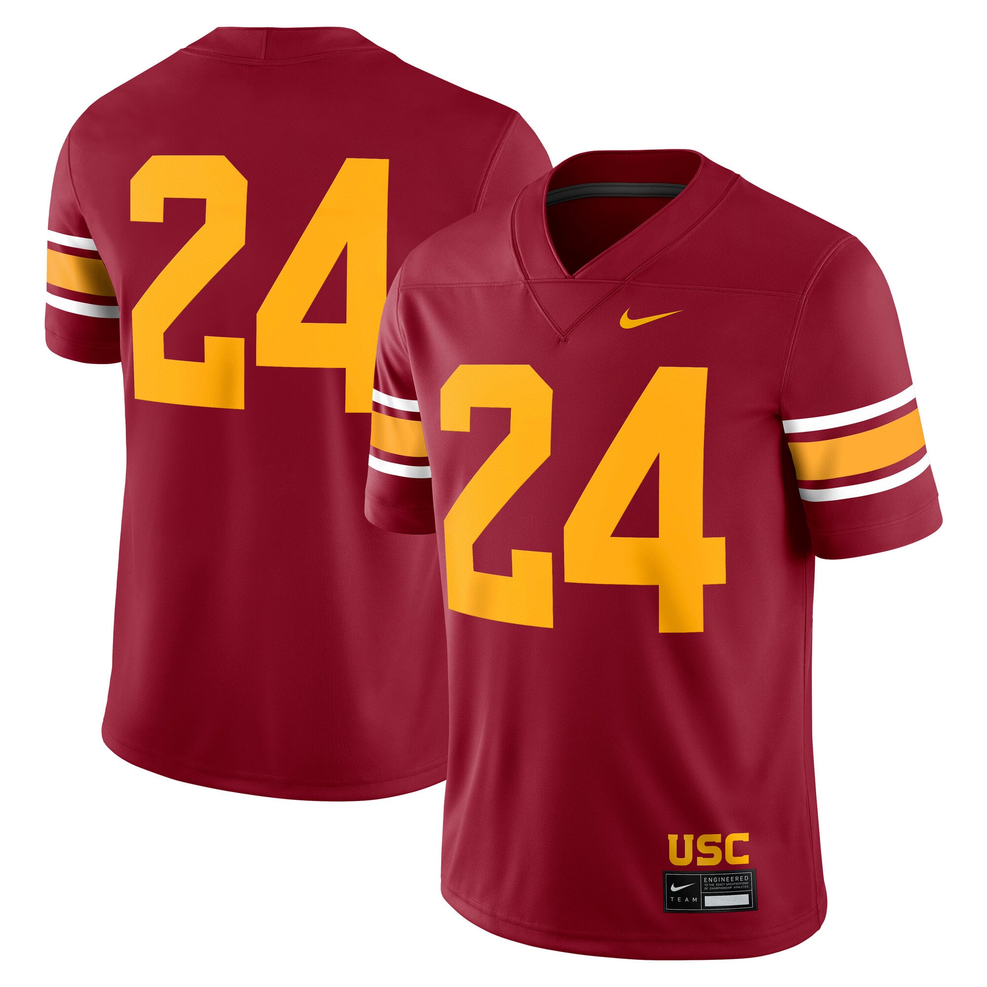 #24 USC Trojans Alternate Jersey Cardinal - front and back view