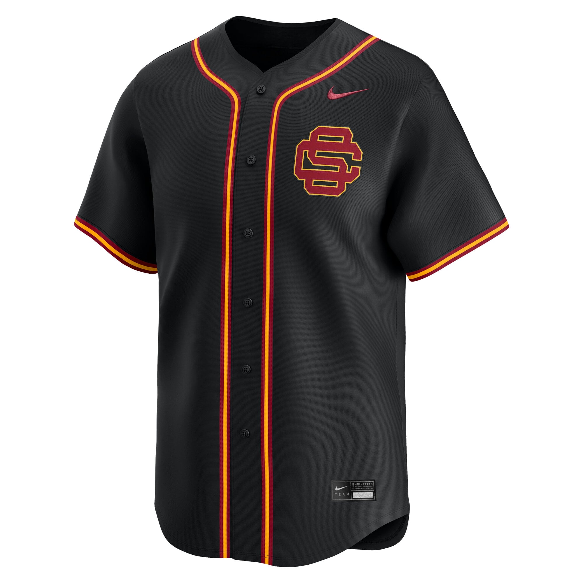 USC Trojans Baseball Jersey Black - front view