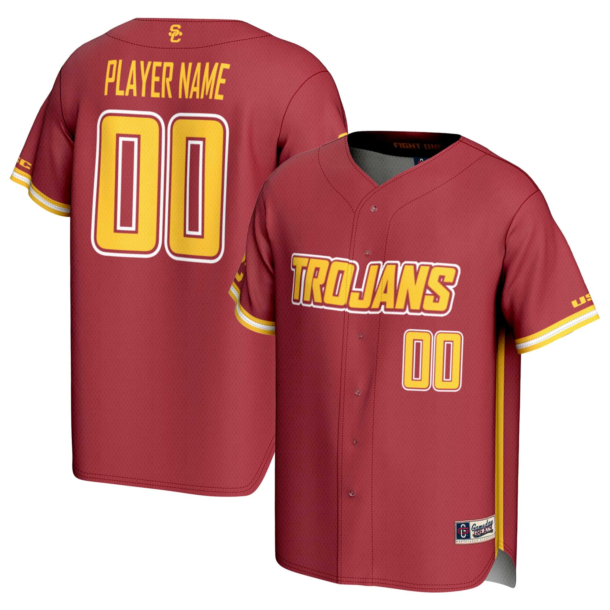USC Trojans Baseball Lightweight Jersey Cardinal - front and back view