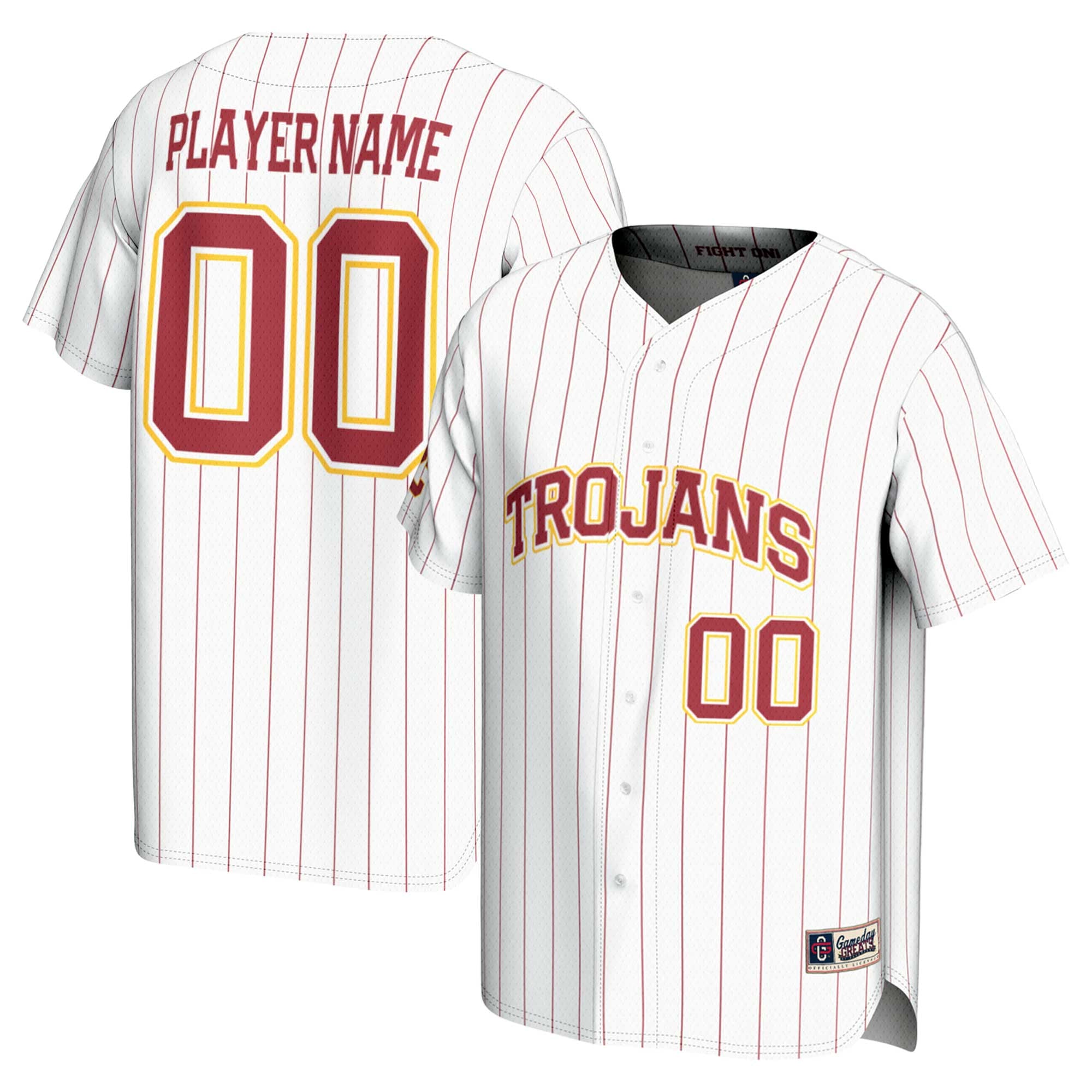 USC Trojans Baseball Lightweight Jersey White - front and back view