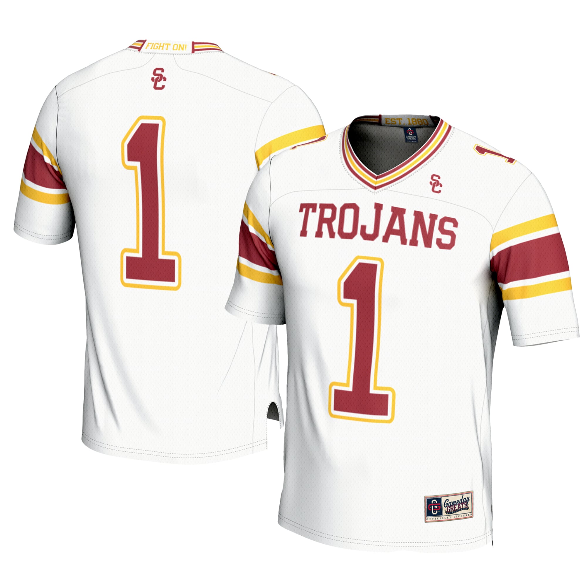 #1 USC Trojans Football Jersey Cardinal - front and back view