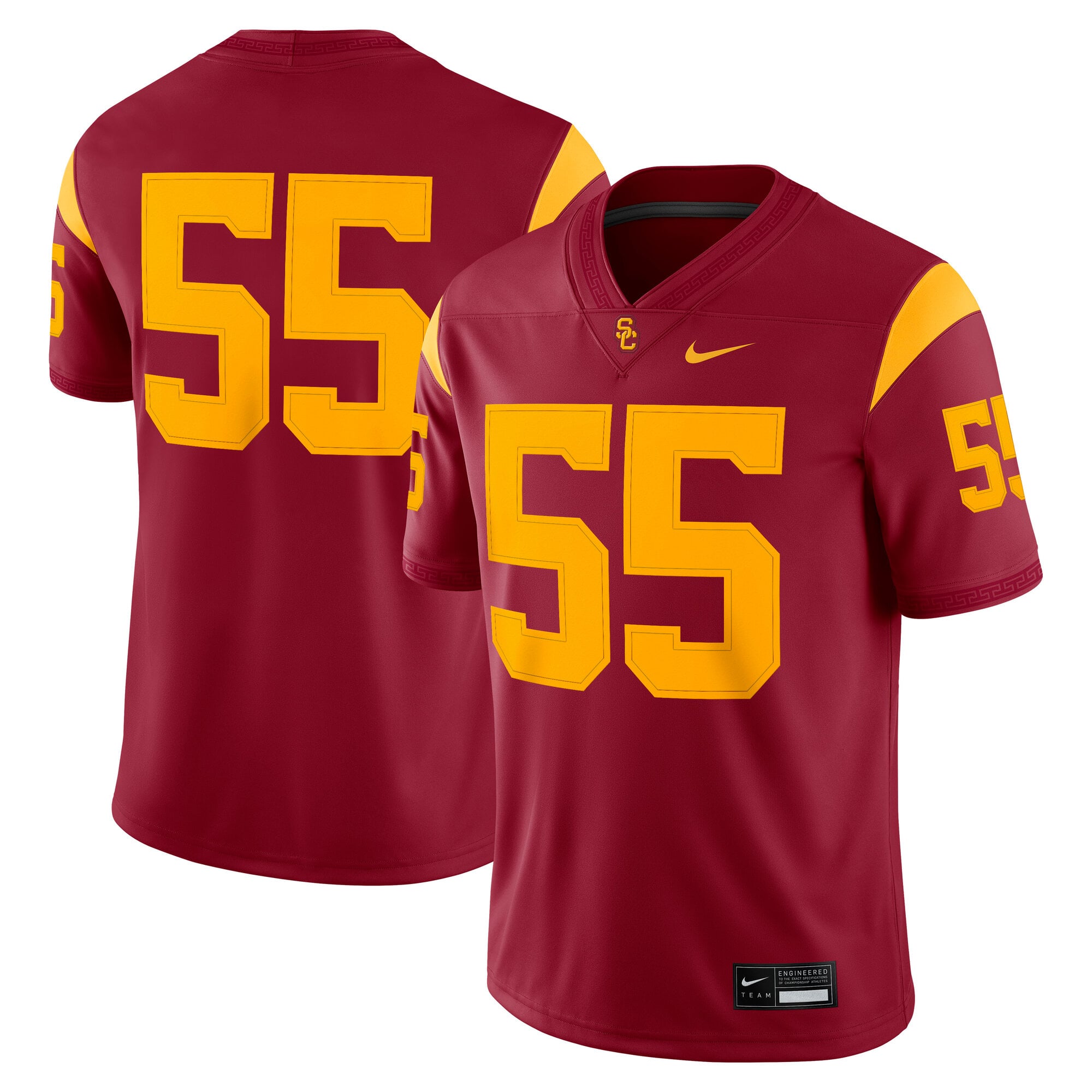 #55 USC Trojans Home Jersey Cardinal - front and back view