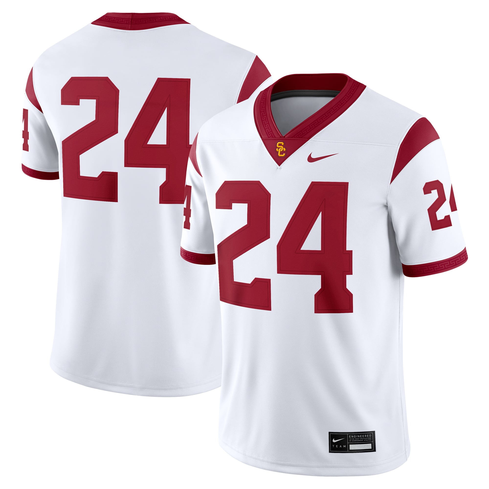 #24 USC Trojans Jersey White - front and back view