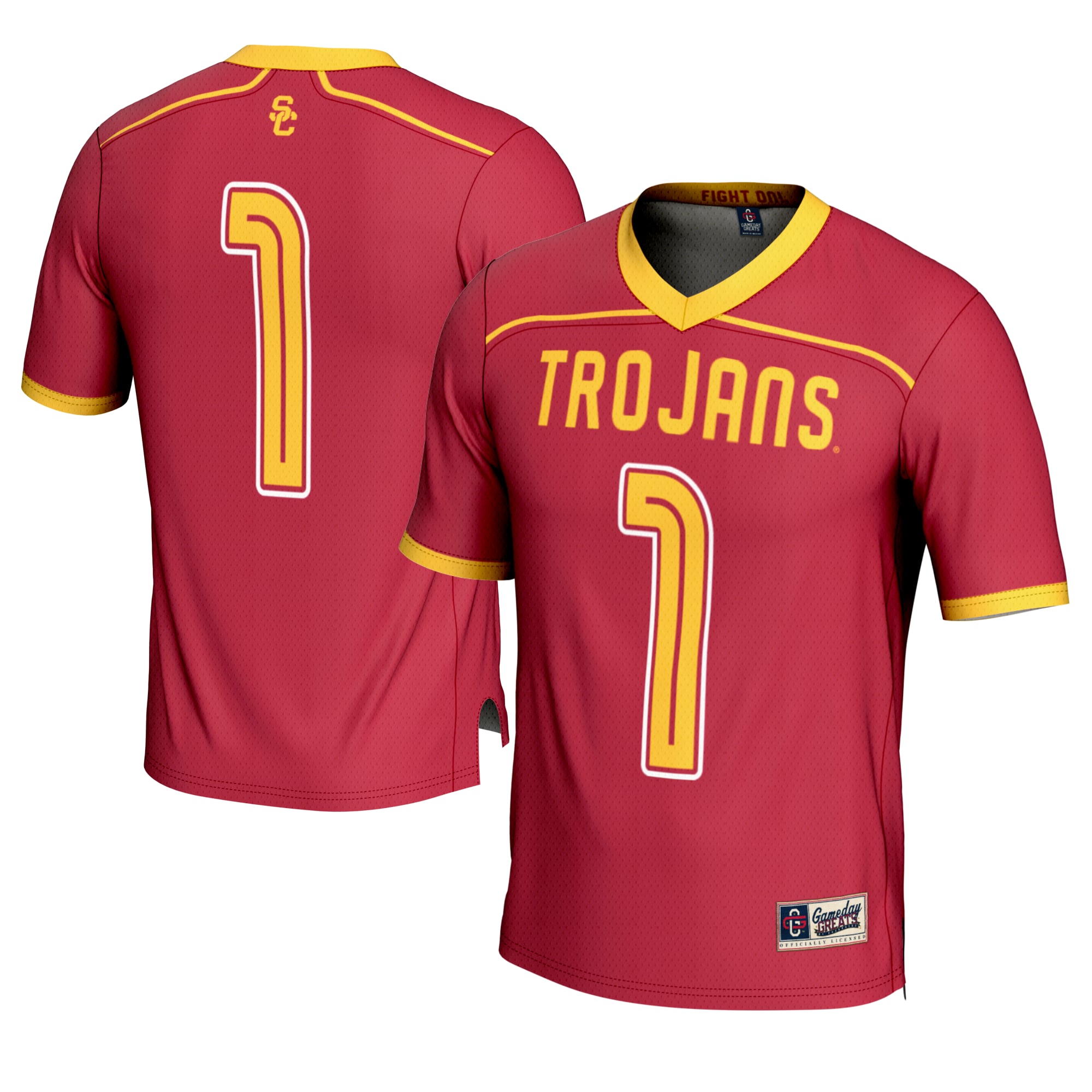 #1 USC Trojans Lightweight Lacrosse Fashion Jersey Cardinal - front and back view