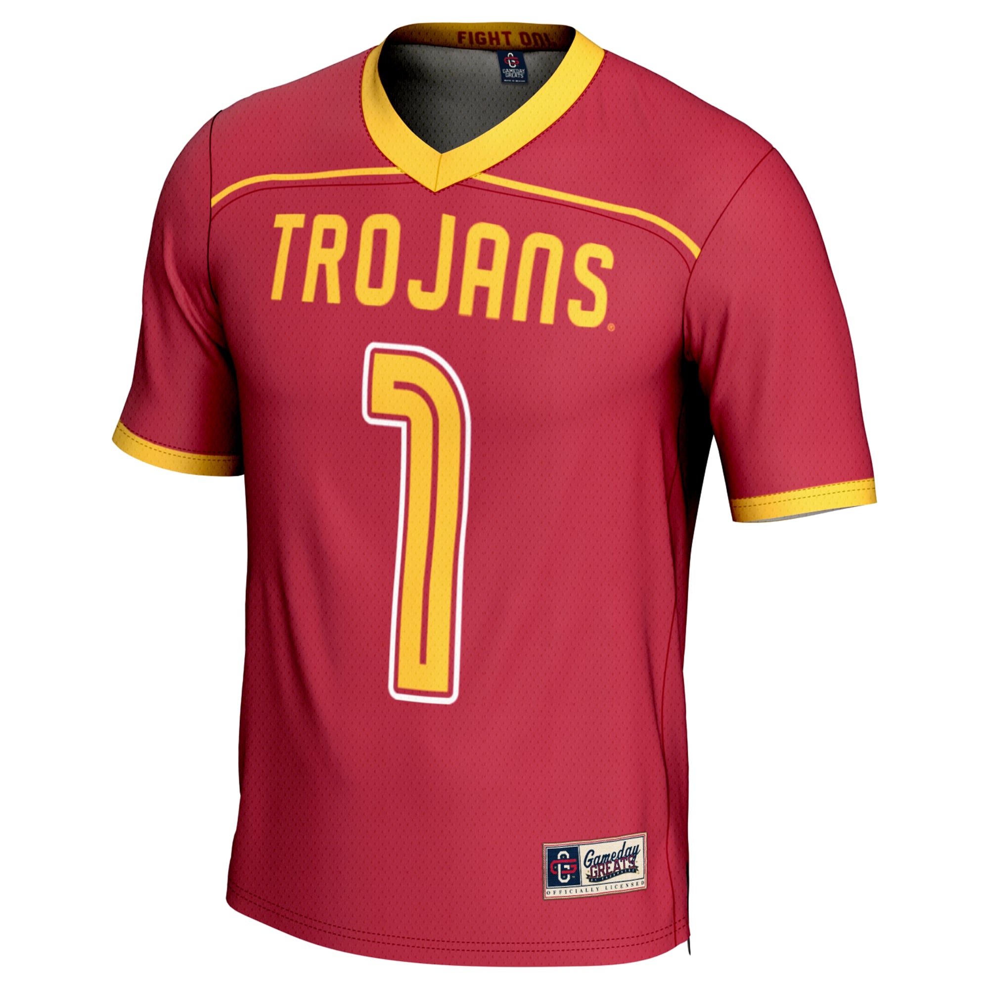#1 USC Trojans Youth Lightweight Lacrosse Fashion Jersey Cardinal - front view