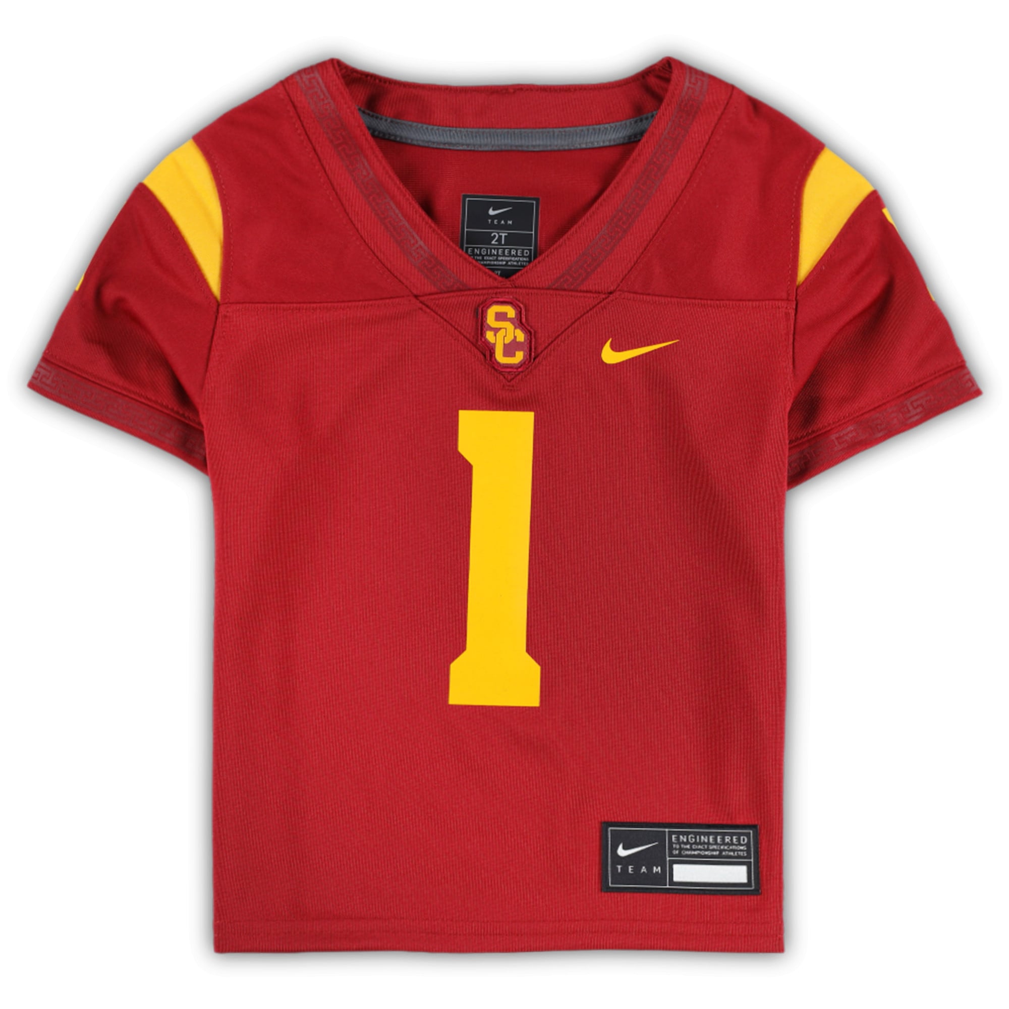 #1 USC Trojans Toddler Football Jersey Cardinal - front view