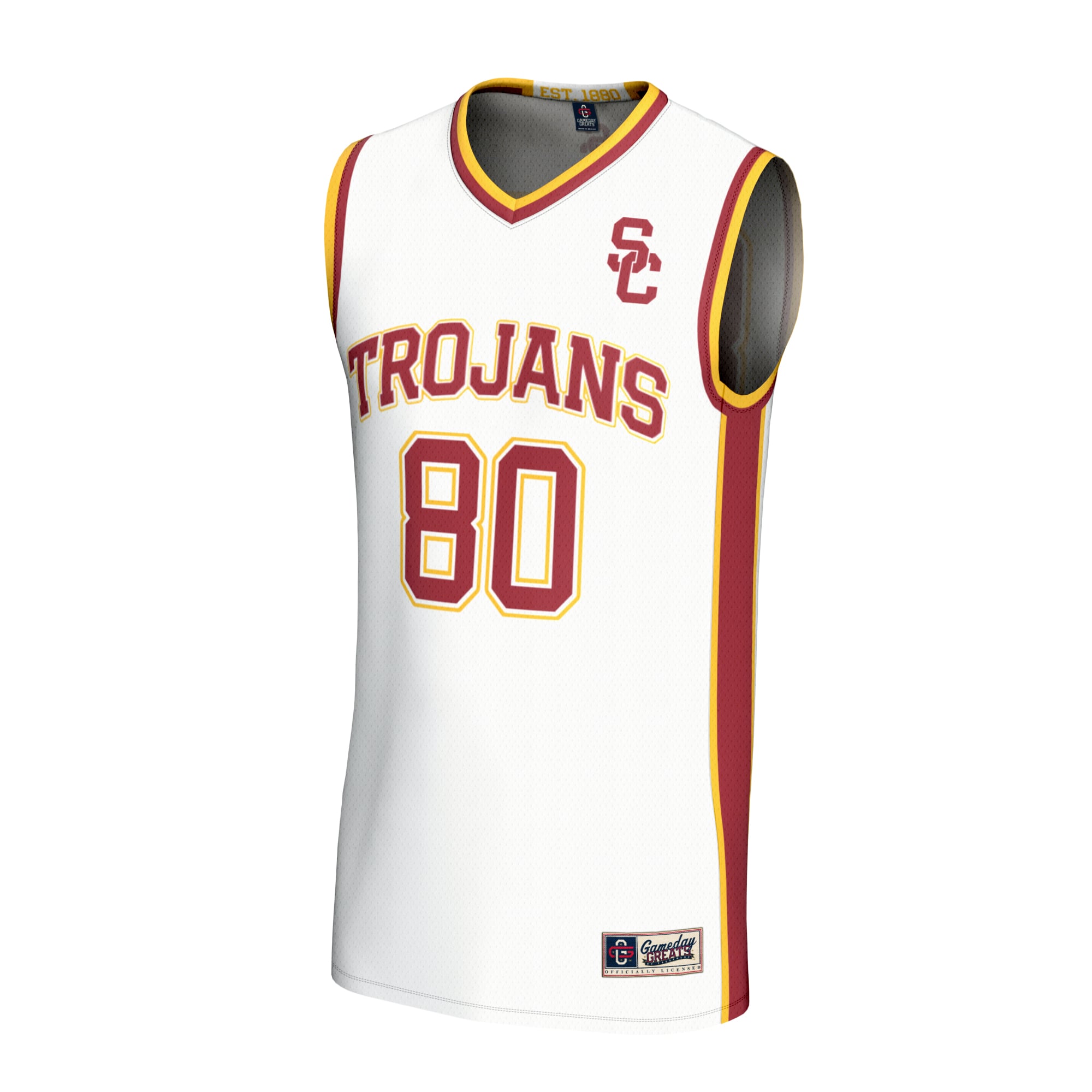 #80 USC Trojans Unisex Lightweight Basketball Fashion Jersey White - front view