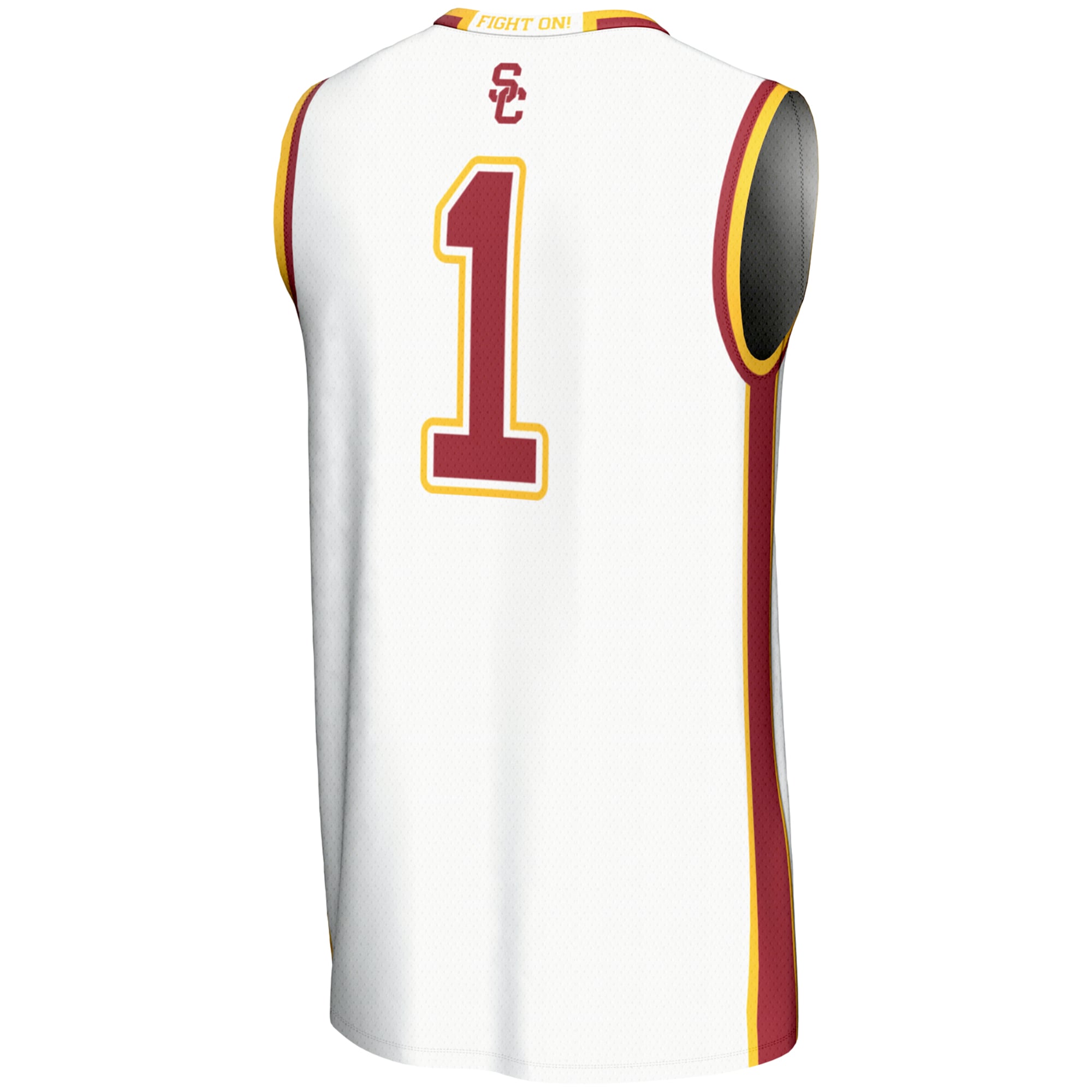 #1 USC Trojans Unisex Lightweight Basketball Jersey White - back view
